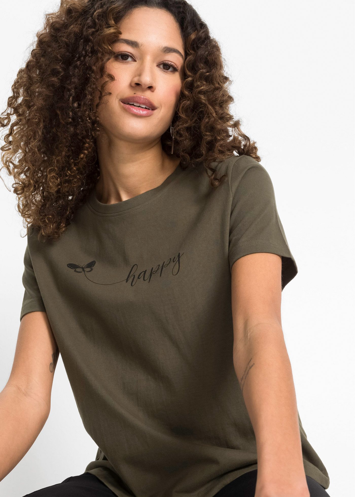 bonprix T-Shirt bequeme Passform, Kurzarm, mit Rundhalsausschnitt