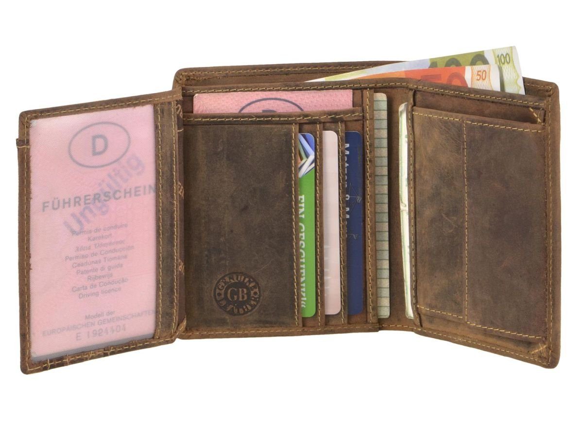 Greenburry Lederbörse, Geldbörse Vintage RFID, Herrenbörse, RFID-Schutz braun