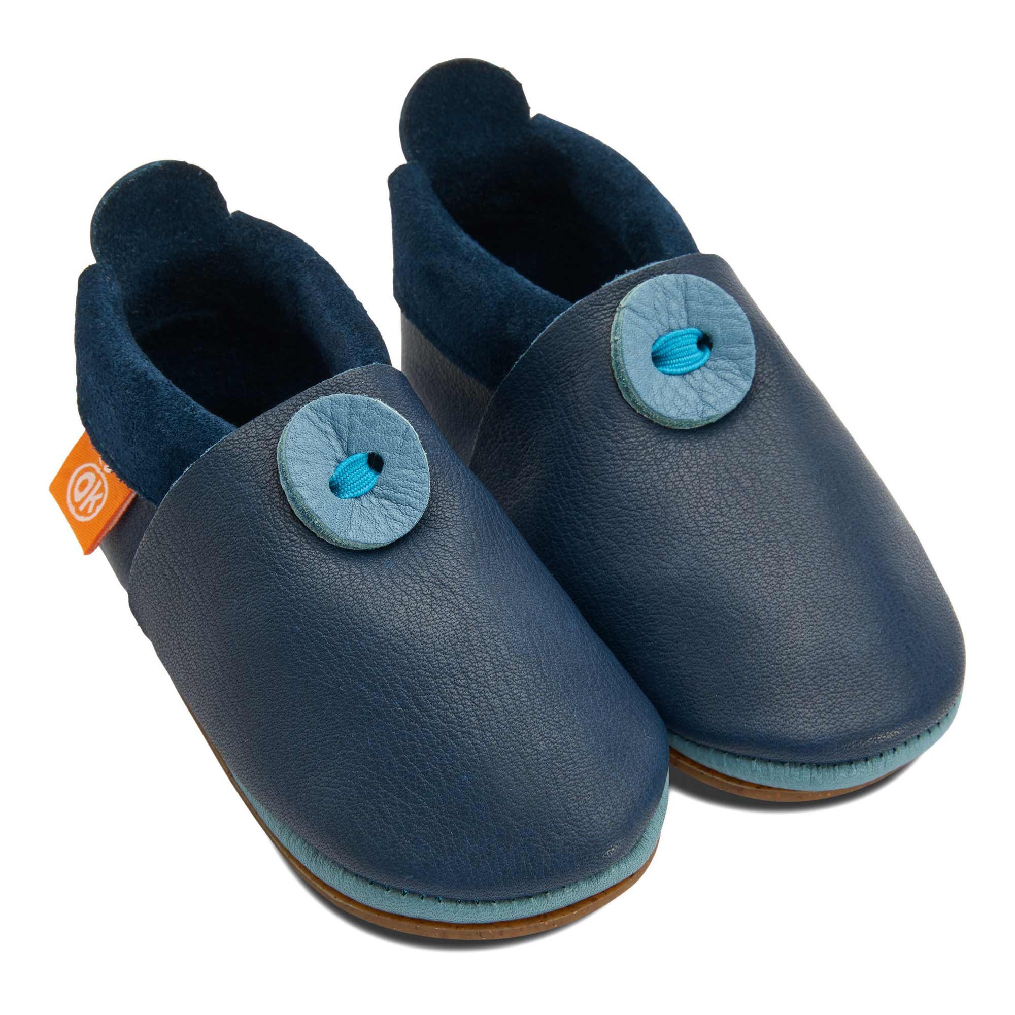 Orangenkinder® Klassik mit Sohle Kinder Hausschuh pflanzlich gegerbtes Leder, Made in Germany, Kindergartenschuh