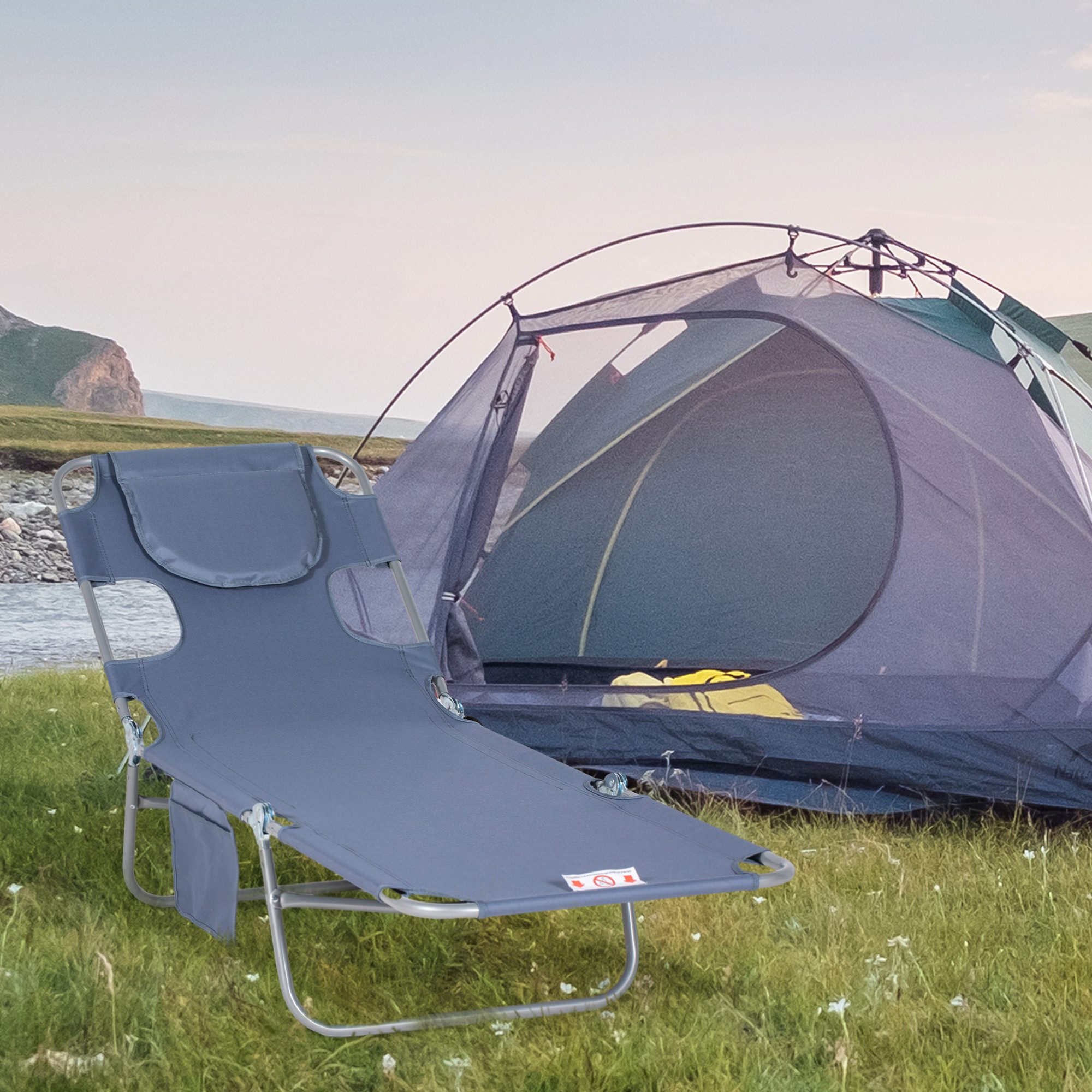 Outsunny Gartenliege mit Lesefenster, Kopfkissen, 5-Fach günstig online kaufen