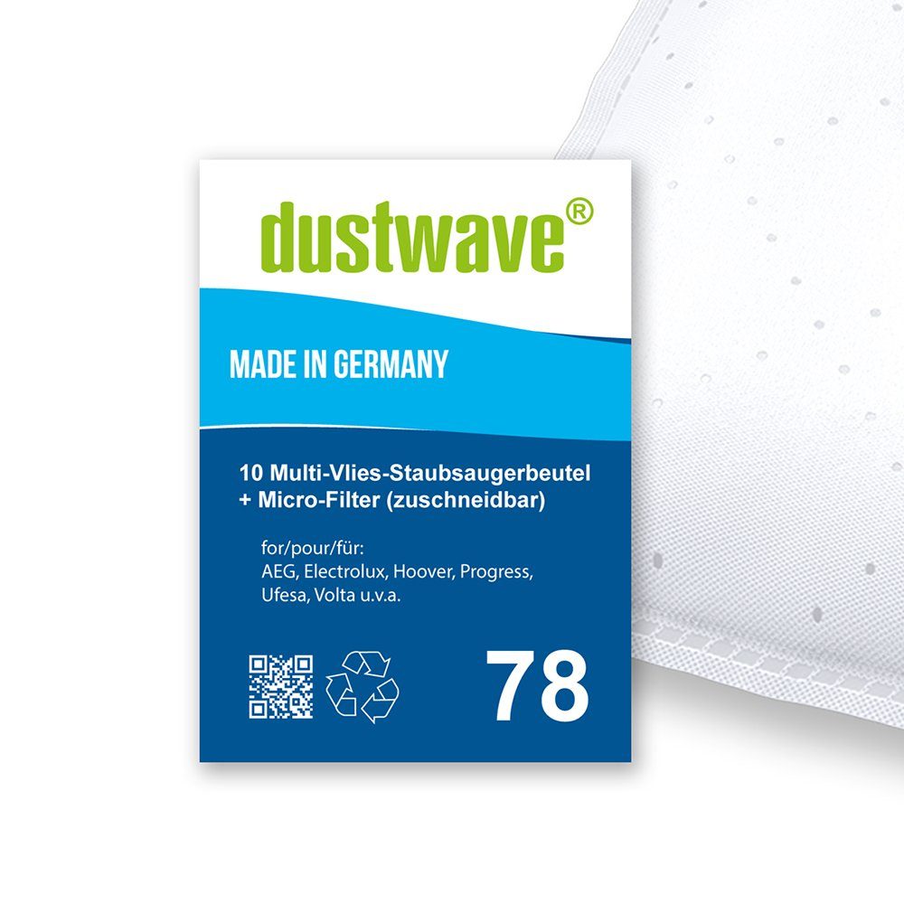 Dustwave Staubsaugerbeutel Sparpack, passend Standard 105 Staubsaugerbeutel 105 1 - / Adix Adix DIV (ca. Hepa-Filter DIV105 zuschneidbar) DIV für DIV105, - + / 10 St., 10 Sparpack, 15x15cm