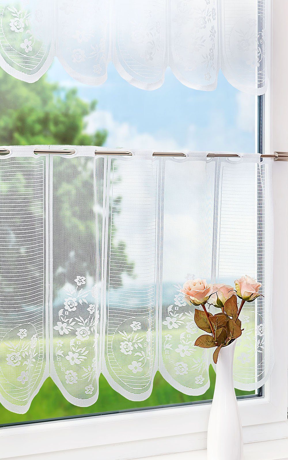 LYSEL®, St), Scheibengardine transparent, n Blumenranken, (1 HxB 50x150cm SET