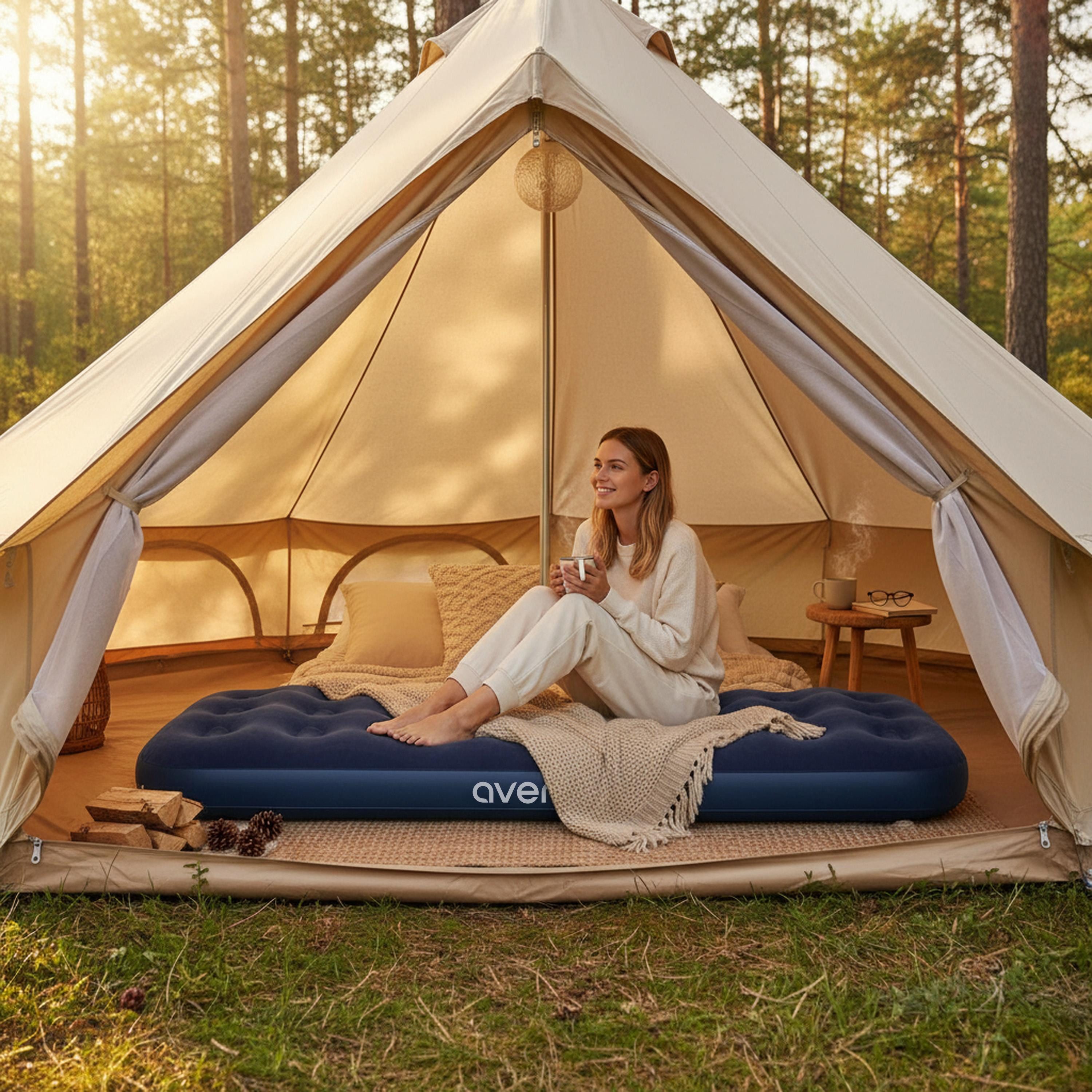 Avenli Luftmatratze Luftbett Camping für 1 Person blau 191x73x22cm Single-Size, (aufblasbar Ideal als Reisebett oder Isomatte, 1-St., für Indoor und Outdoor mit beflockter Oberfläche), Campingmatratze ohne Pumpe
