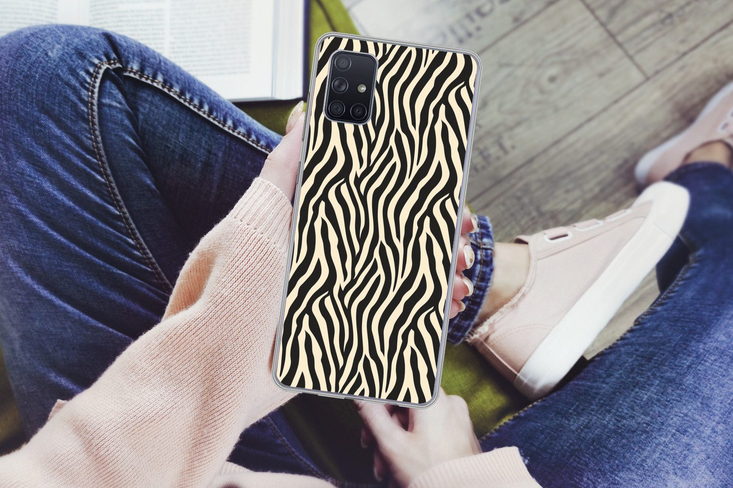 MuchoWow Handyhülle für Samsung Galaxy A51 Zebra - Druck - Klassisch - Schwarz, Smartphone-Bumper, Print, Handy Schutzhülle Dünn