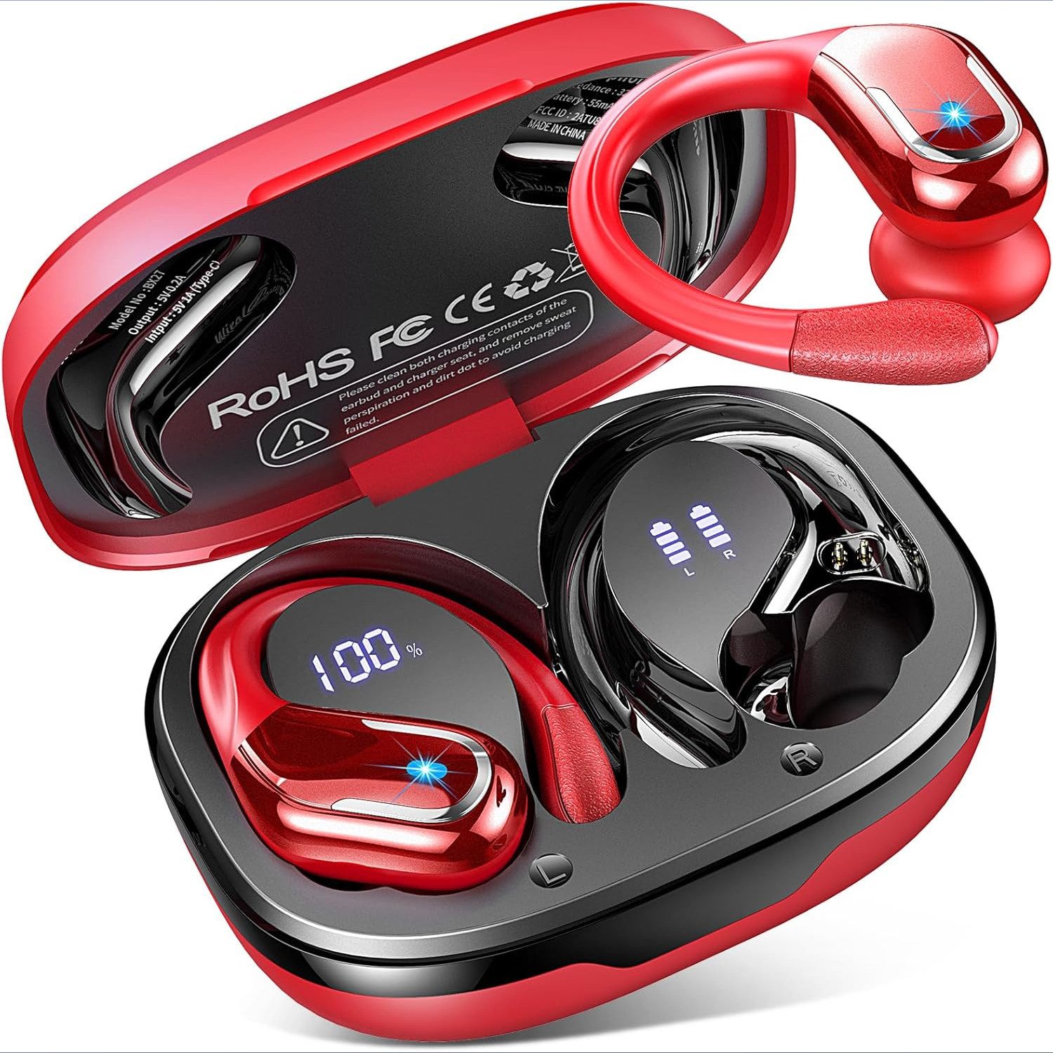 TUWENA Bluetooth Наушники Sport Kabellos Wasserdicht 4 ENC Noise Cancelling Bluetooth-Kopfhörer (in-ear Ohrhörer Hi-Fi Stereo Tiefer Bass Wireless Earbuds)