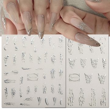 Scheiffy Nageldesign Zubehör Nagelaufkleber,Nagelschmuck,3D-Marmor-Aufkleber,4-tlg, 4-tlg.