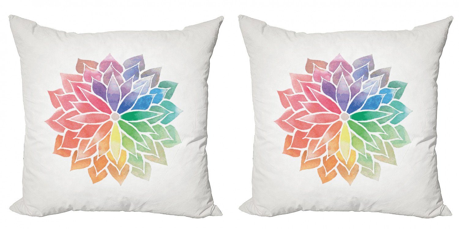 Modern Petals Regenbogen-Mandala (2 Accent Digitaldruck, Doppelseitiger Abakuhaus Stück), Kissenbezüge