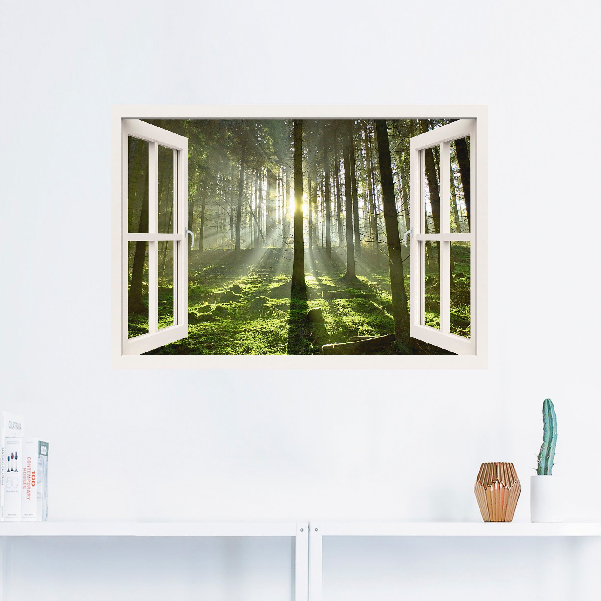 in versch. Poster Artland - im Wandaufkleber Wandbild Wald Größen oder Fensterblick (1 Leinwandbild, als Fensterblick St), Gegenlicht,