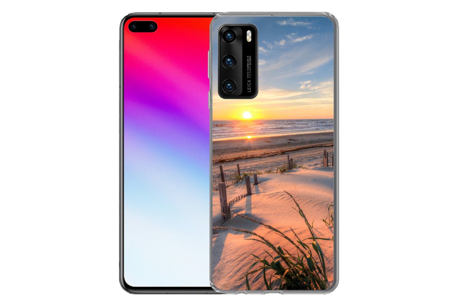 MuchoWow Handyhülle für Huawei P40 Strand - Meer - Düne - Sonnenuntergang - Landschaft, Handy Case, Silikon, Bumper Case Dünn