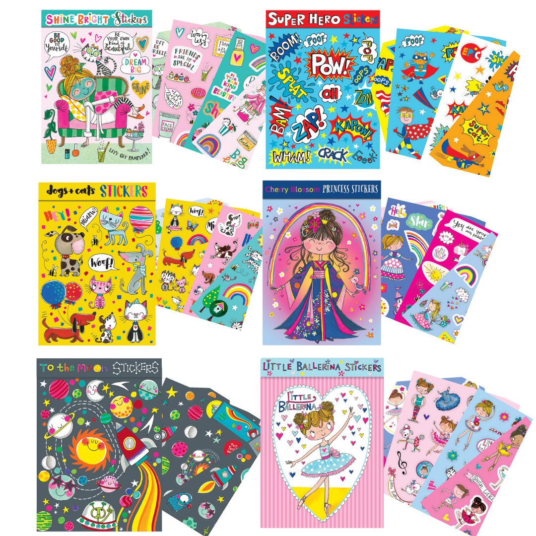Partystrolche Наклейки Kinder-Sticker-Set Rachel Ellen - 4 Bögen mit 80 Наклейкиn, (Set mit 4 Bögen), Illustrationen von Rachel Ellen