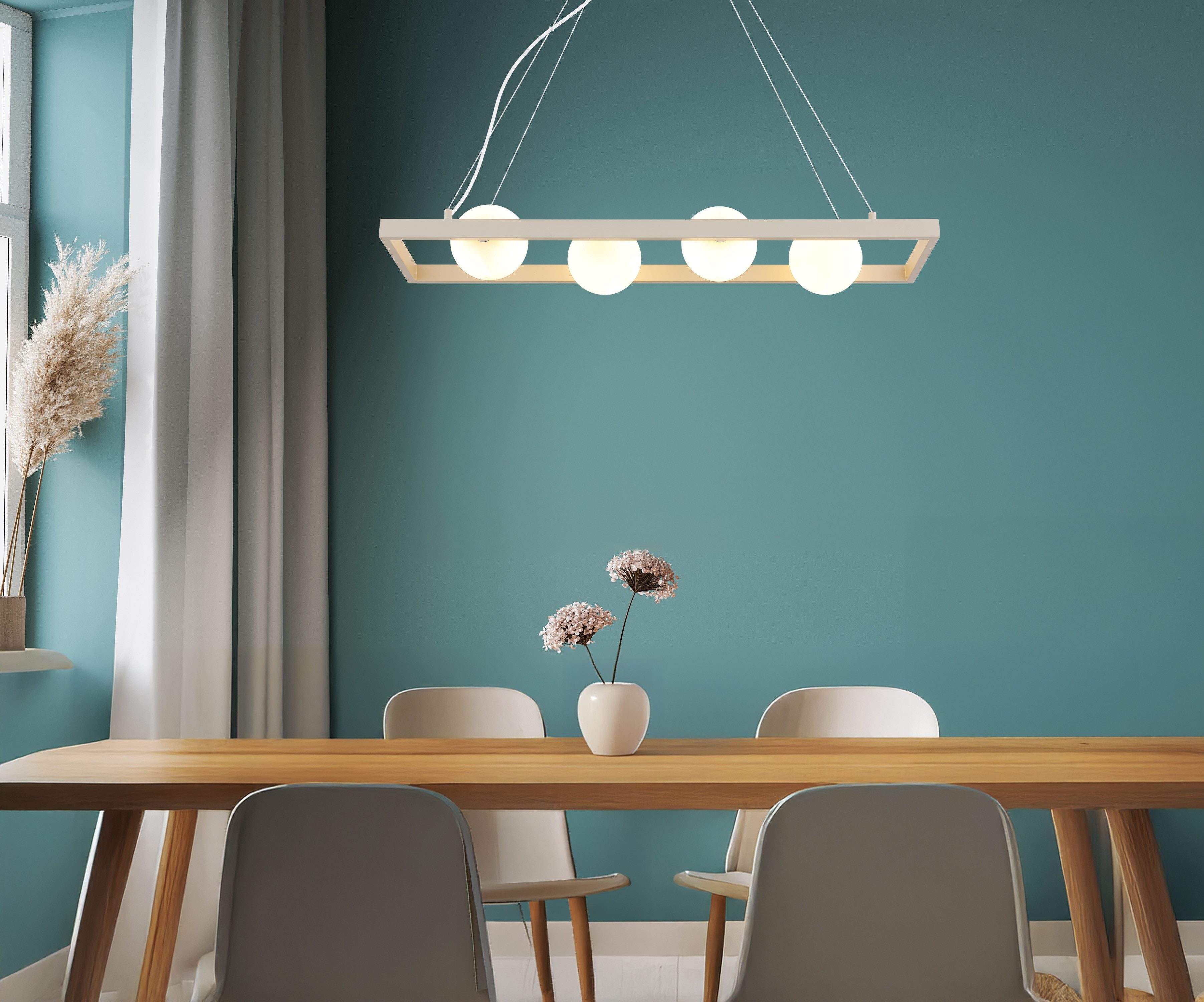 NOWA Hängeleuchte NANDA, ohne Leuchtmittel, Hängelampe,Sand,Esstisch,Esszimmer,Glaskugel opal,Wohnraum,modern