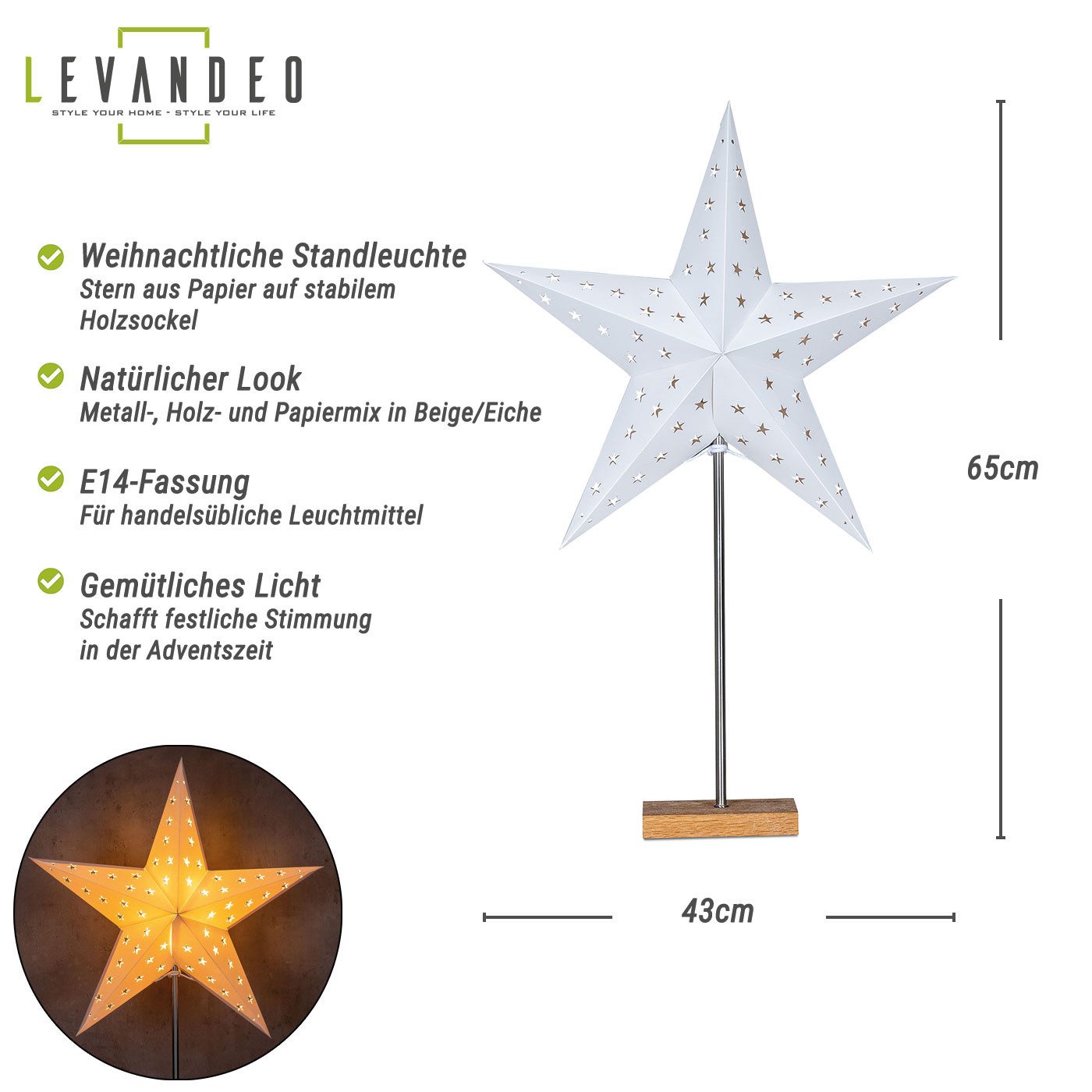Levandeo® LED Stern, LED Stern Weiß günstig online kaufen
