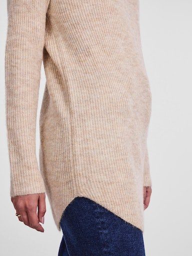 LS KNIT PCELLEN NOOS BC Rollkragenpullover pieces White LONG Pepper