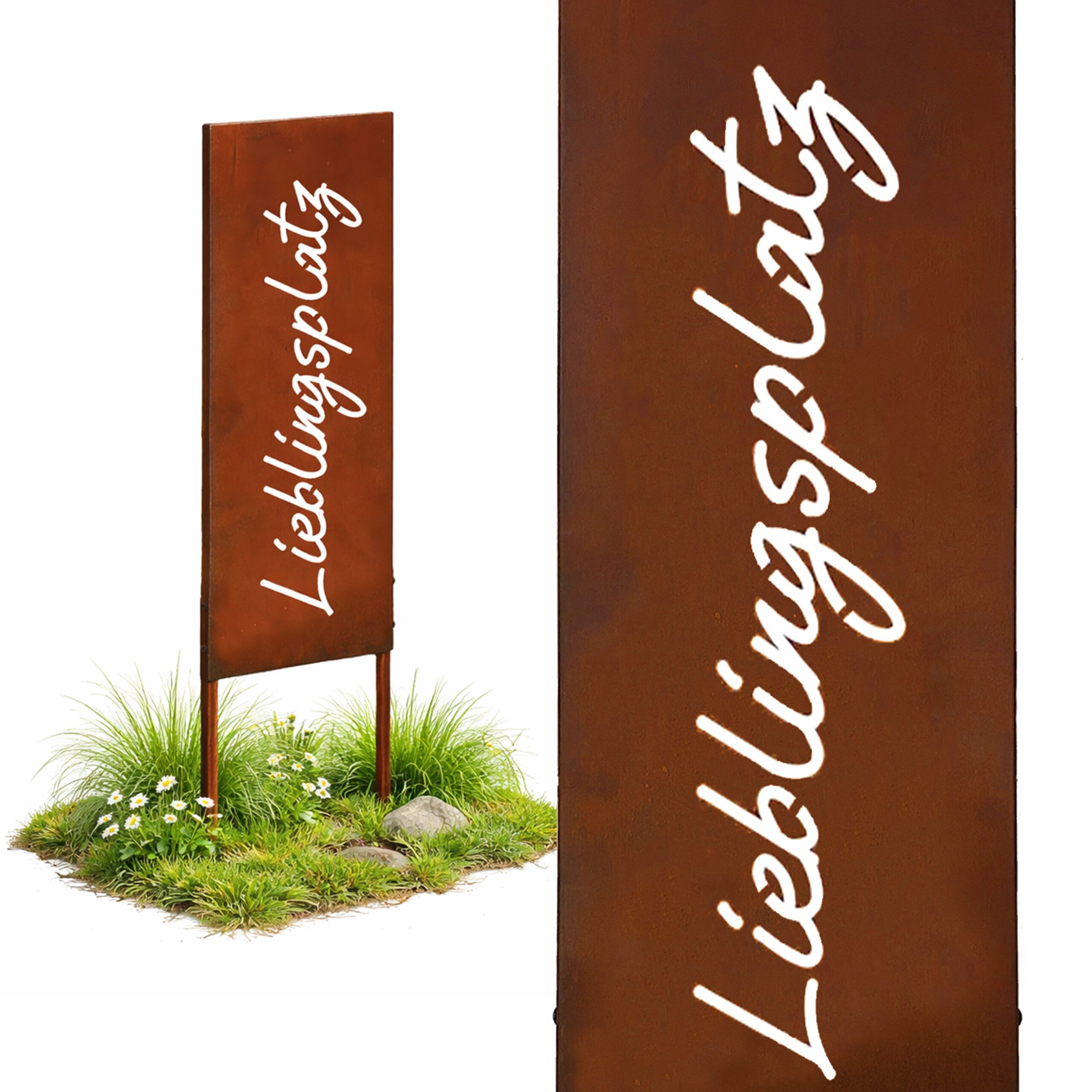 relaxdays Gartenstecker Edelrost Gartendeko zum Stecken G