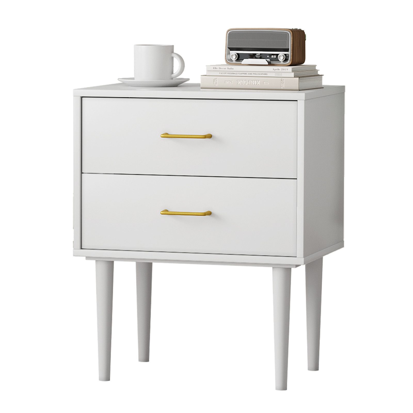 Yorbay Nachttisch mit 2 Schubladen, moderner Schlafzimmernachttisch, 50 x 37 x 67,4 cm