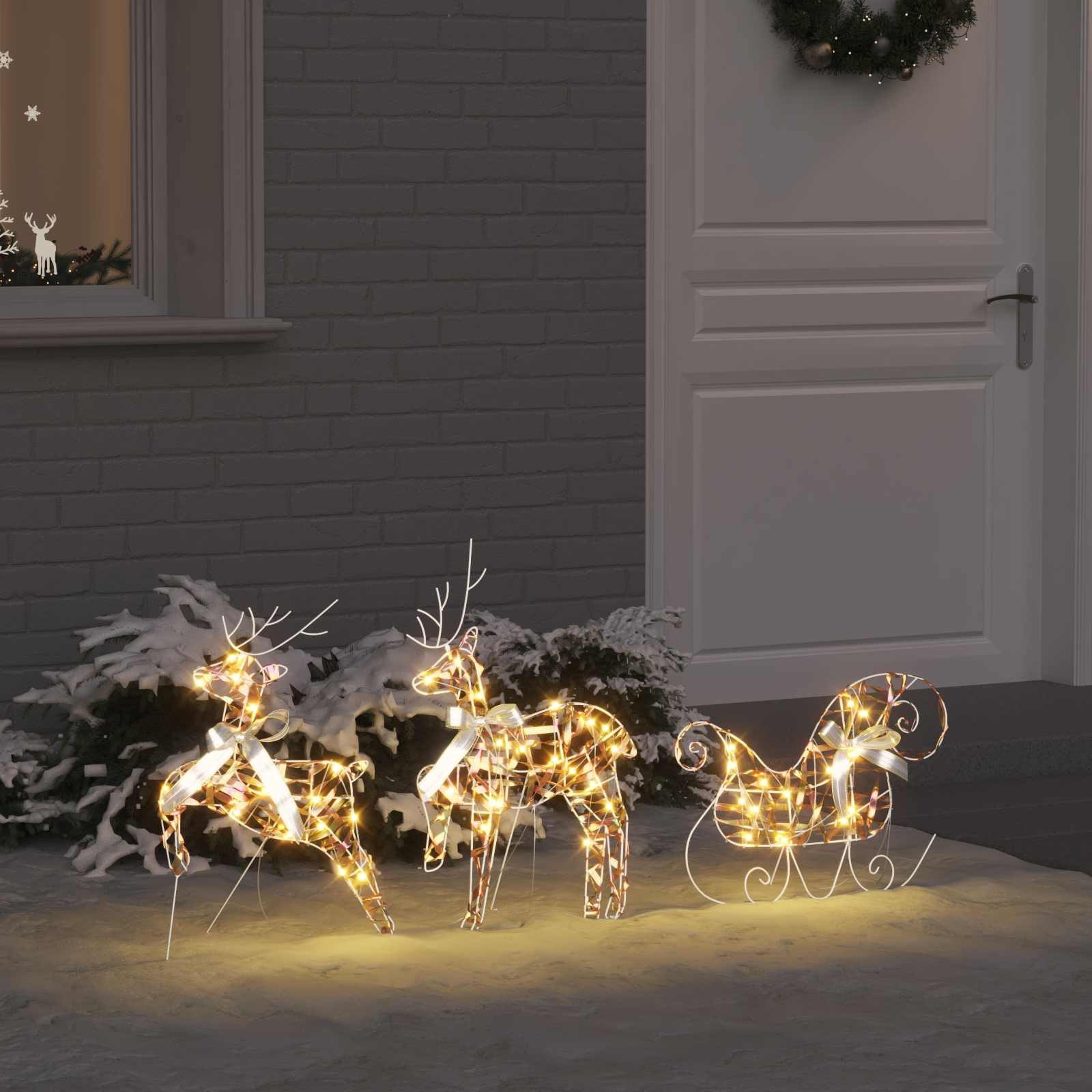 vidaXL Christbaumschmuck LED Rentiere mit 60 LEDs 3 pcs Warmes Weiß PET (3-tlg)