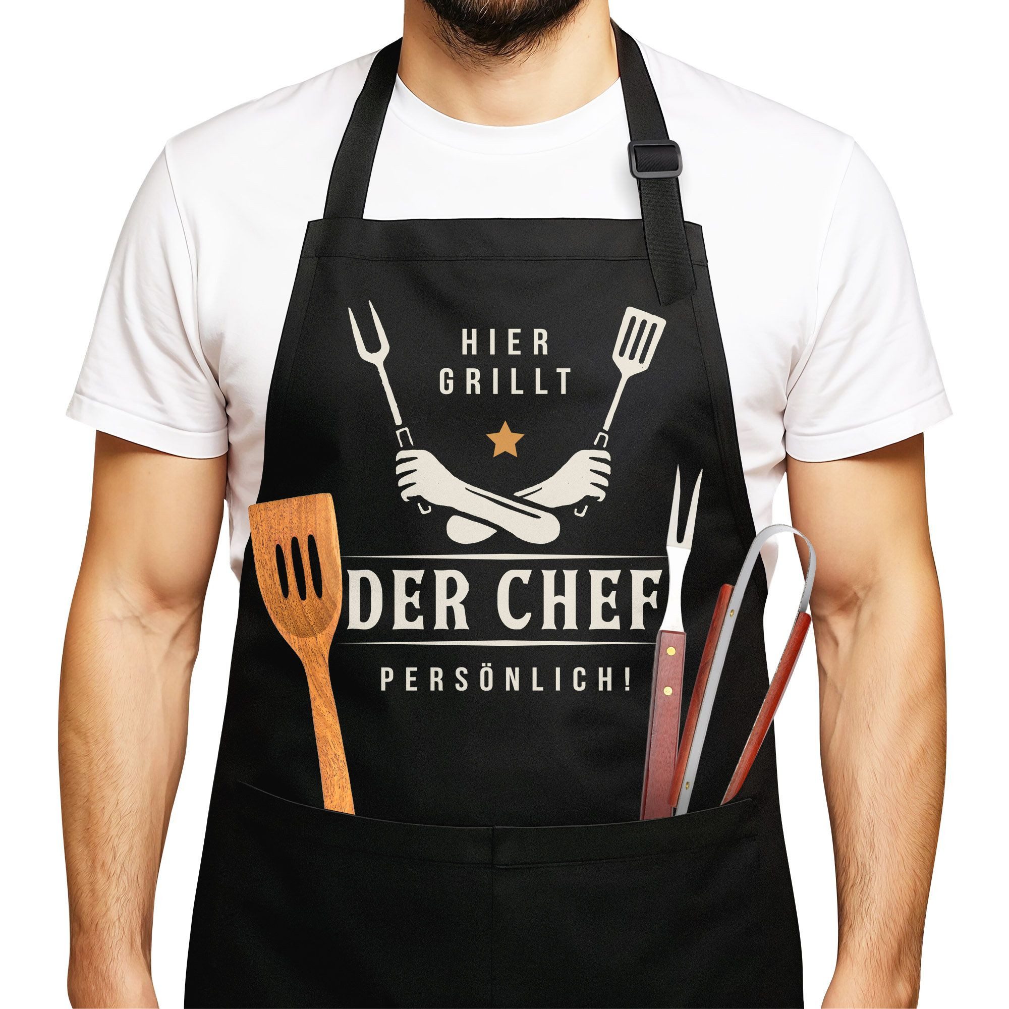 MoonWorks Grillschürze Grillschürze für Männer mit Spruch Grill-Chef Kochsc günstig online kaufen