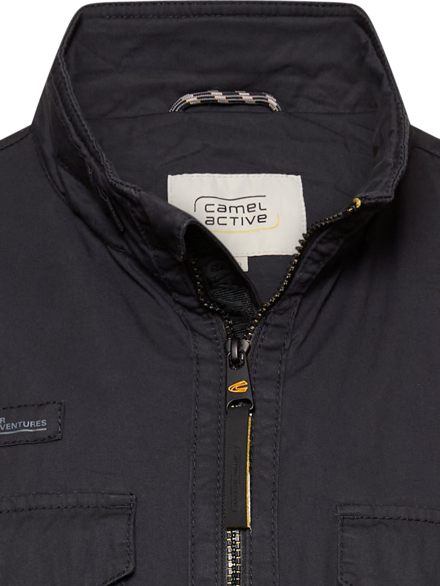 camel active Funktionsjacke schwarz,Casual,Baumwolle,Unifarben,Stehkragen,Lang,Regular Fit