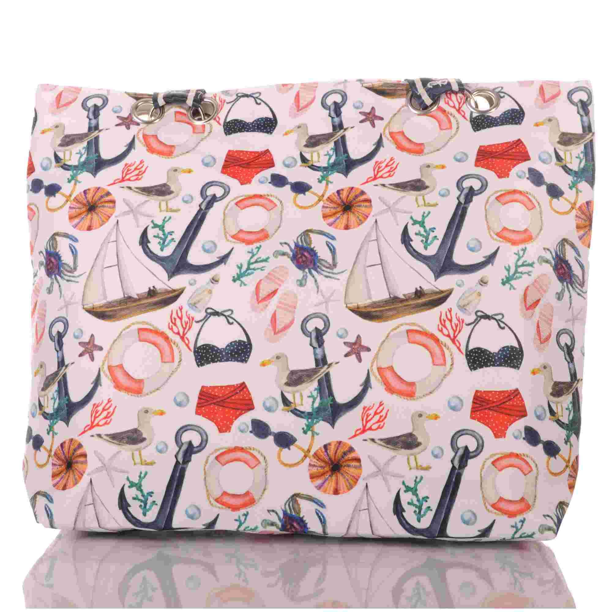 KMISSO Umhängetasche Strandtasche mit Reißverschluss und maritimem Design 30717 (1-tlg), im eleganten Look