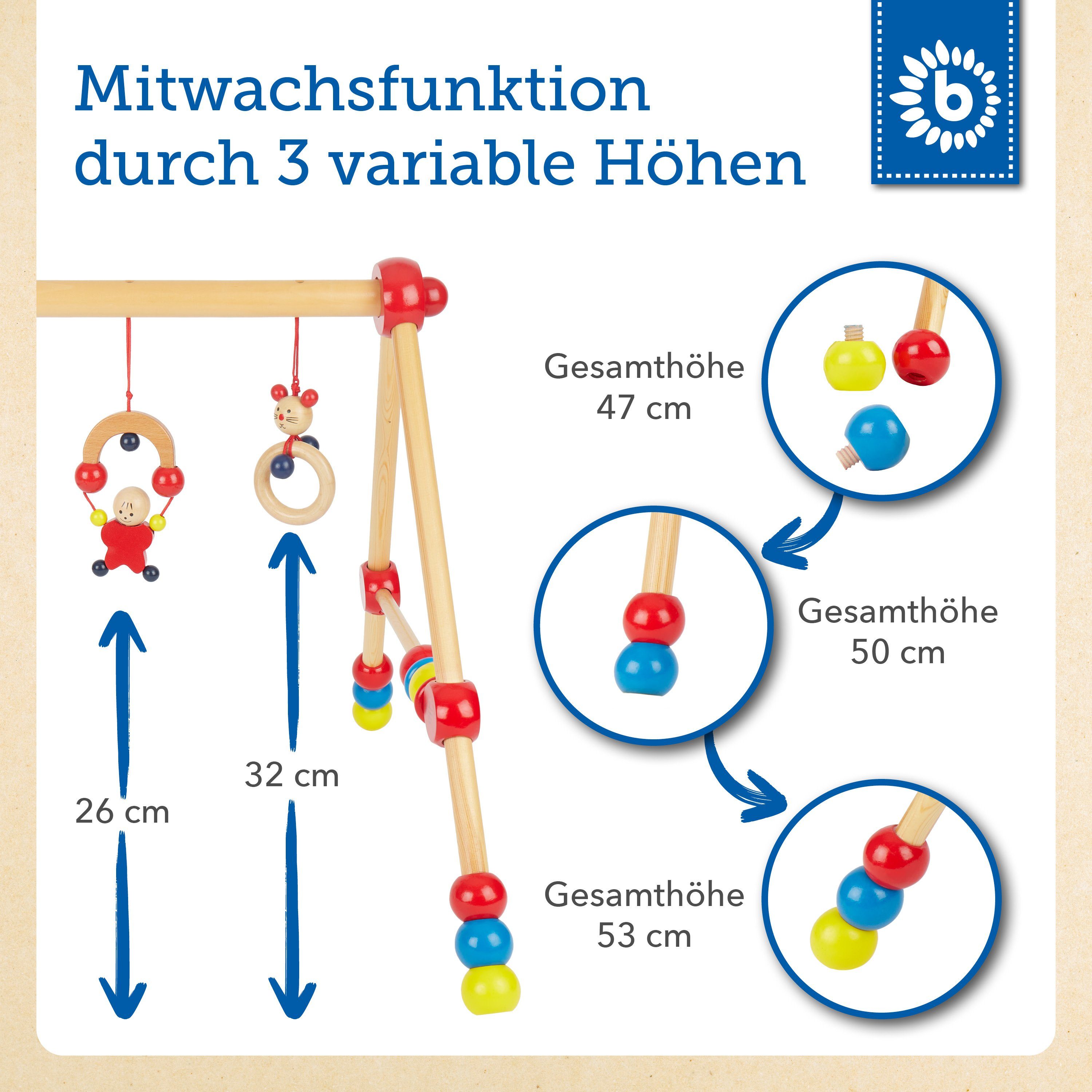 BIECO Baby Gym Bieco Spieltrapez höhenverstellbar Spielbogen Baby Holz