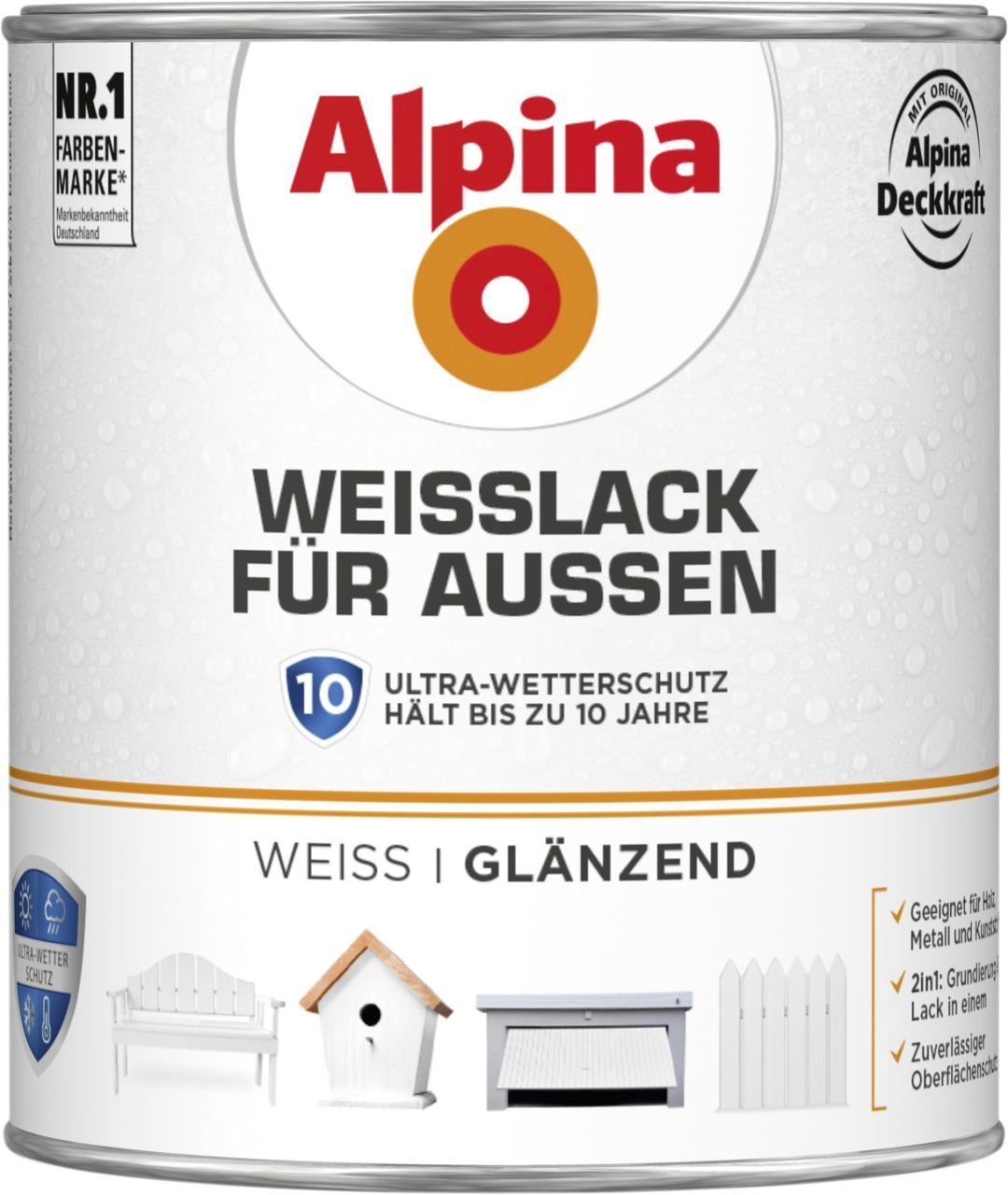 Weißlack Alpina Außen glänzend 750 für Alpina ml Weißlack