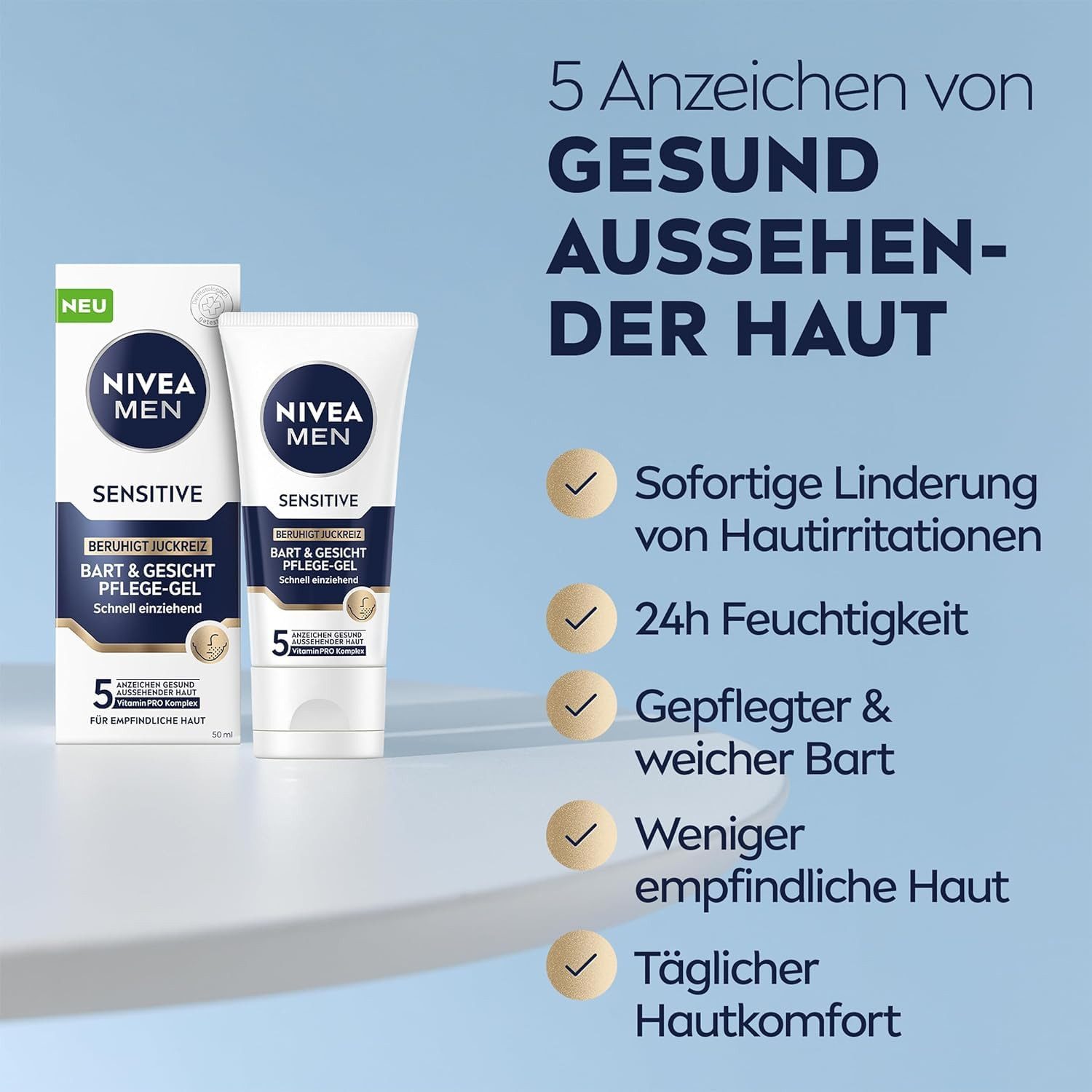Nivea Men Gesichtspflege Sensitive Bart & Gesicht Pflege-Gel, 1-tlg.