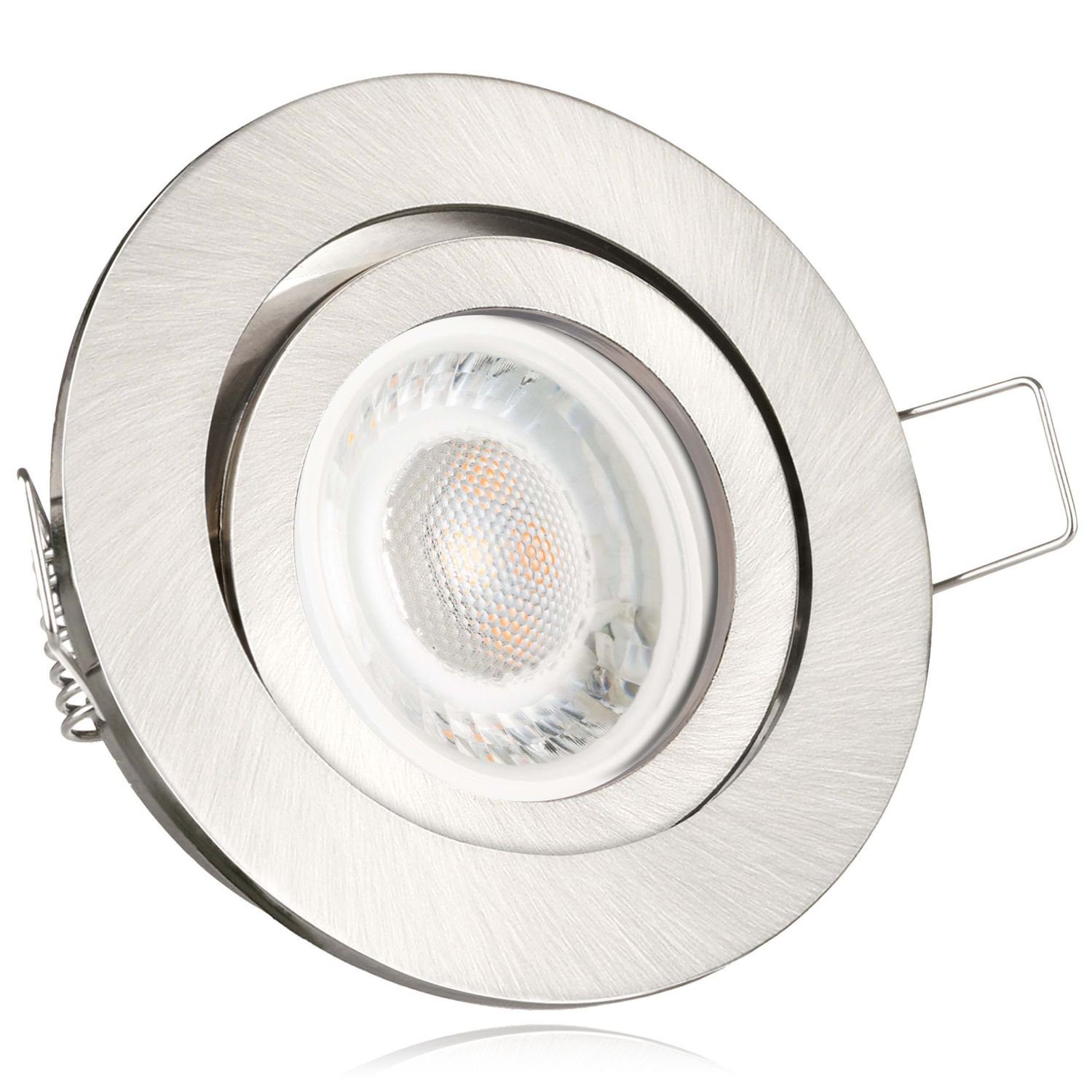 LEDANDO LED Einbaustrahler LED Einbaustrahler Set extra flach in edelstahl / silber gebürstet mit