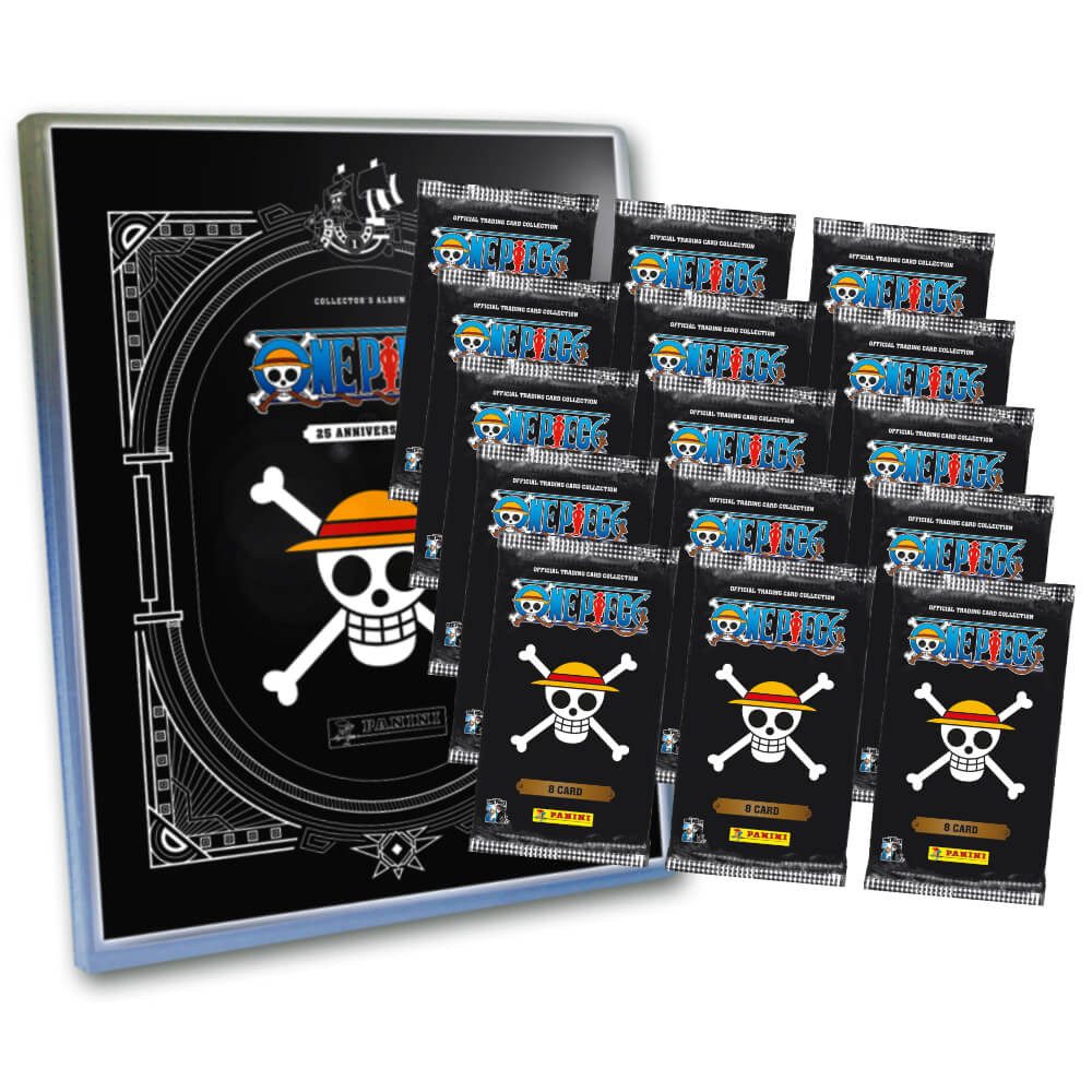 Panini Sammelkarte One Piece Karten - Anniversary Sammelkarten (2025), - 1 Mappe + 15 Booster
