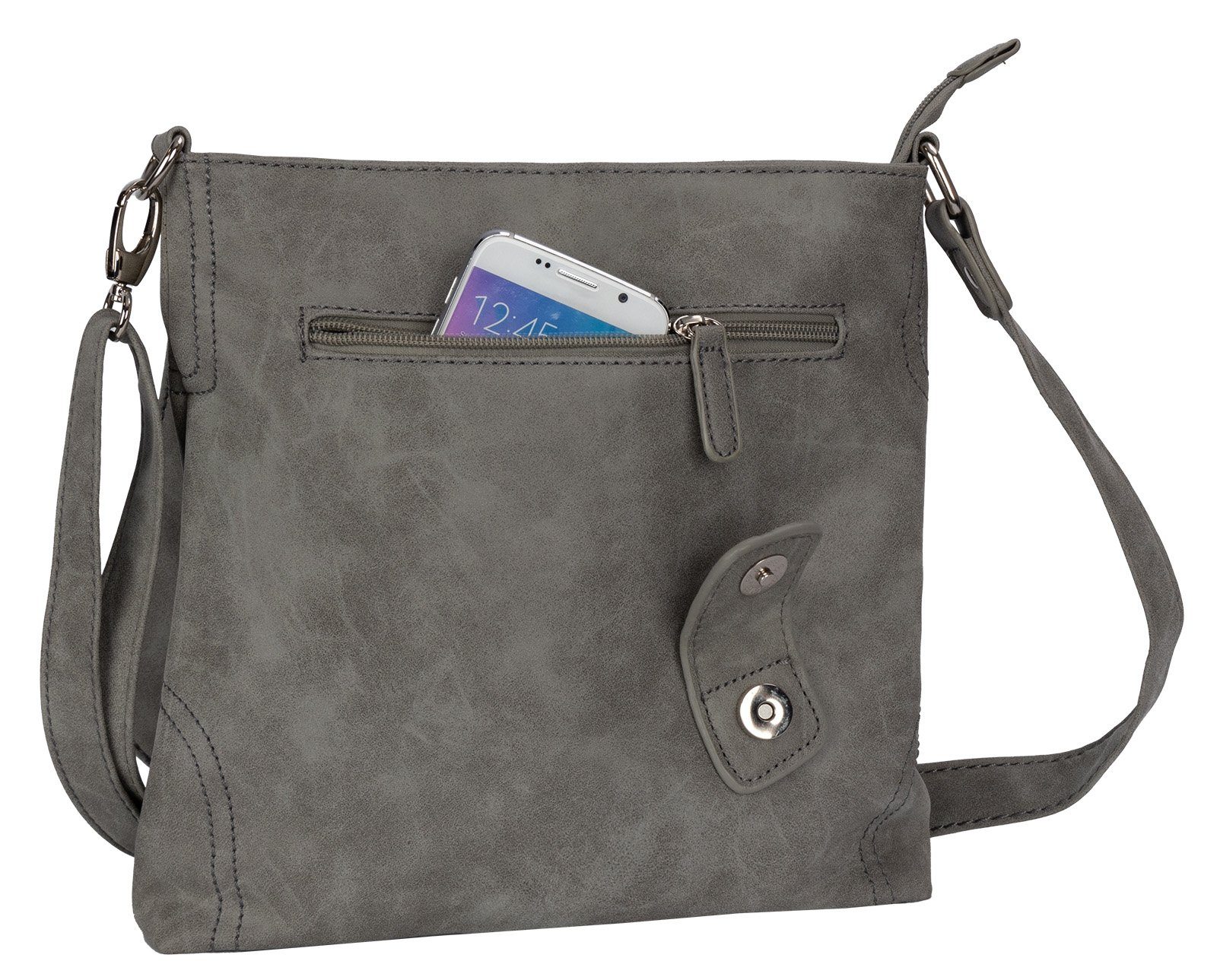 T0104, Schlüsseltasche Umhängetasche Bag GRAU als Schultertasche, STREET tragbar Schultertasche Handtasche Damentasche BAG Street Umhängetasche