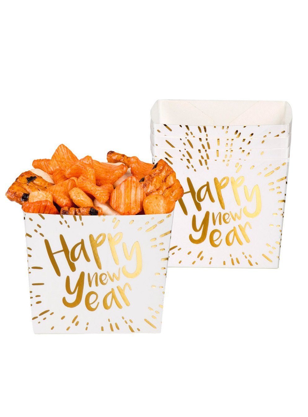Boland Snackboxen, Einweggeschirr-Set Neujahrsfeiern! Silvester 6 für Partygeschirr Silvester und Pappe,