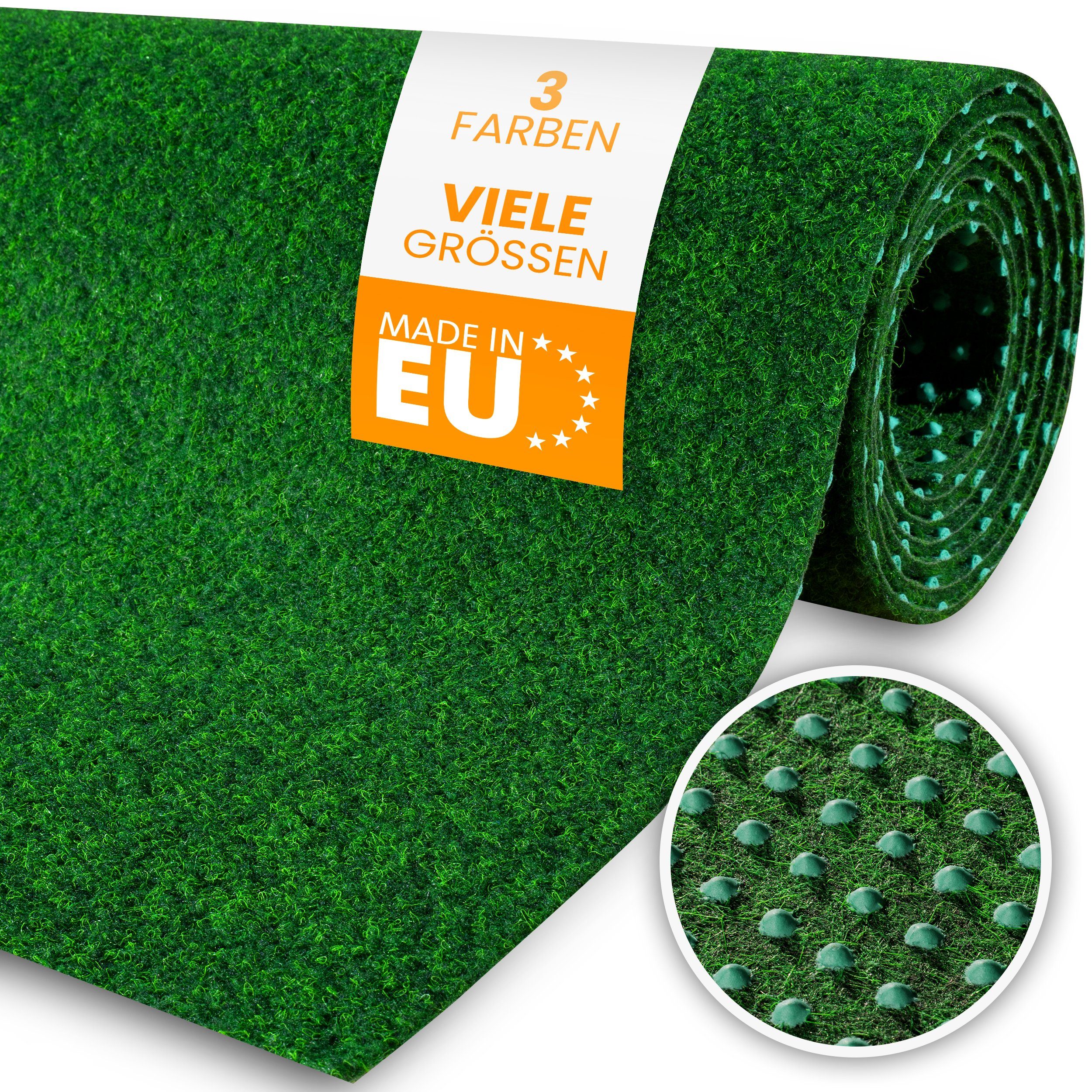 comflor Outdoorteppich Hochwertiger Balkon Teppich, Rasenteppich o. Kunstrasen mit Noppen