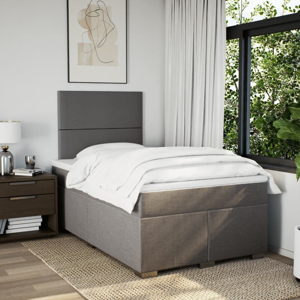 vidaXL Bett Boxspringbett mit Matratze Taupe 120x200 cm Stoff