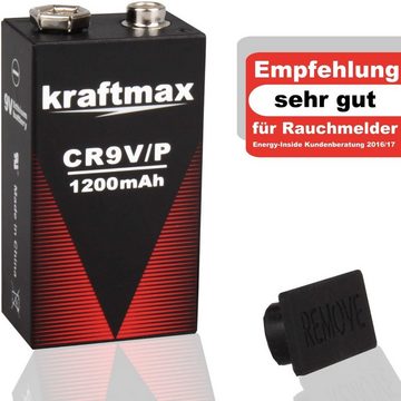 kraftmax 6X 9V Block Lithium Batterien für Rauchmelder/Feuermelder Batterie, (1 St)