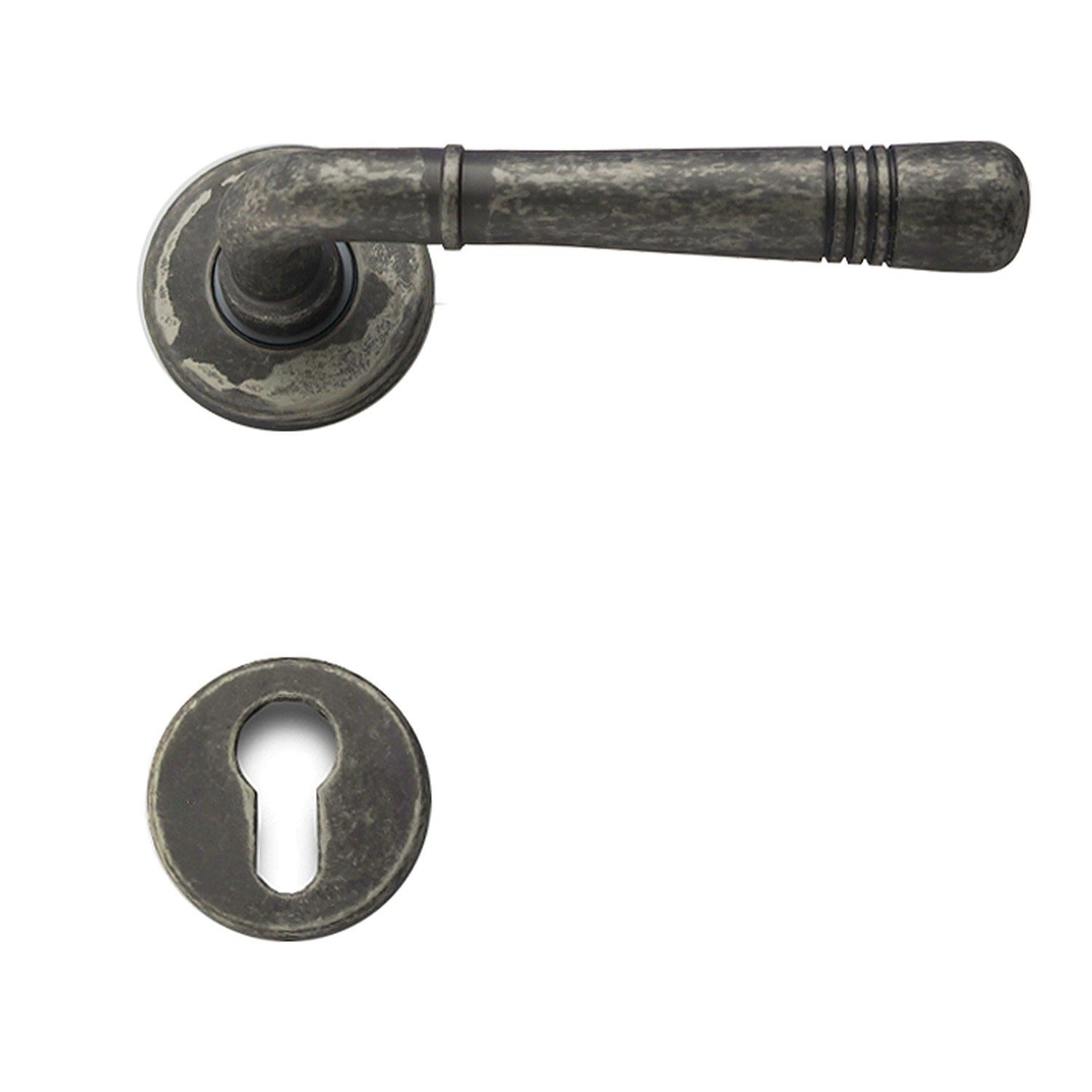 GHIDINI Türgriffpaar Berlin R716, Drücker/Drücker außen, Messing antik silbergrau