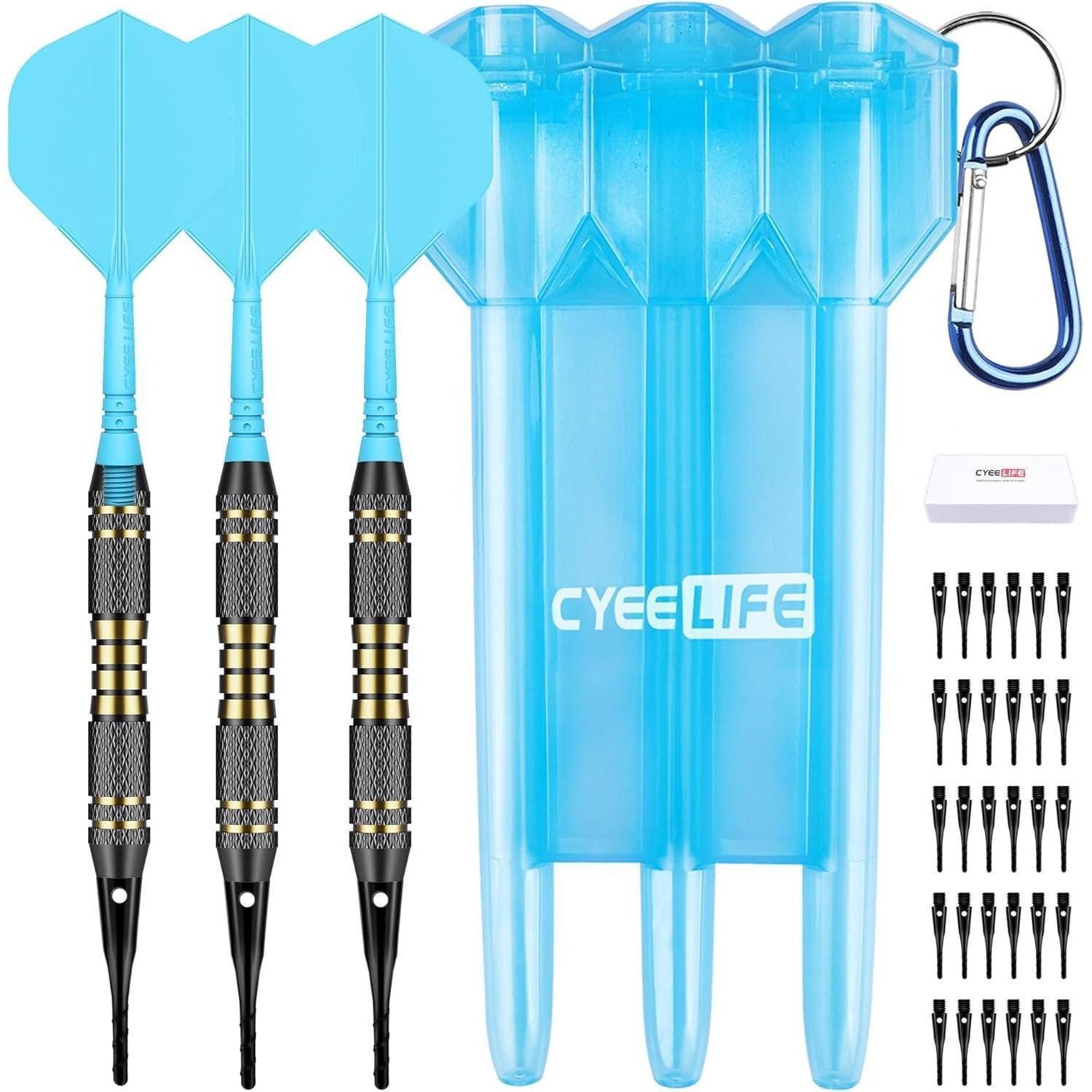 LuxusKollektion Softdarts Dartpfeile Kunststoffspitze 3 Stück Set 18g mit 30pcs Softdart Spitzen