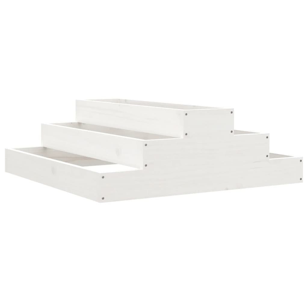 vidaXL Blumentopf Pflanzkübel Weiß 80x80x27 cm Massivholz Kiefer (1 St)