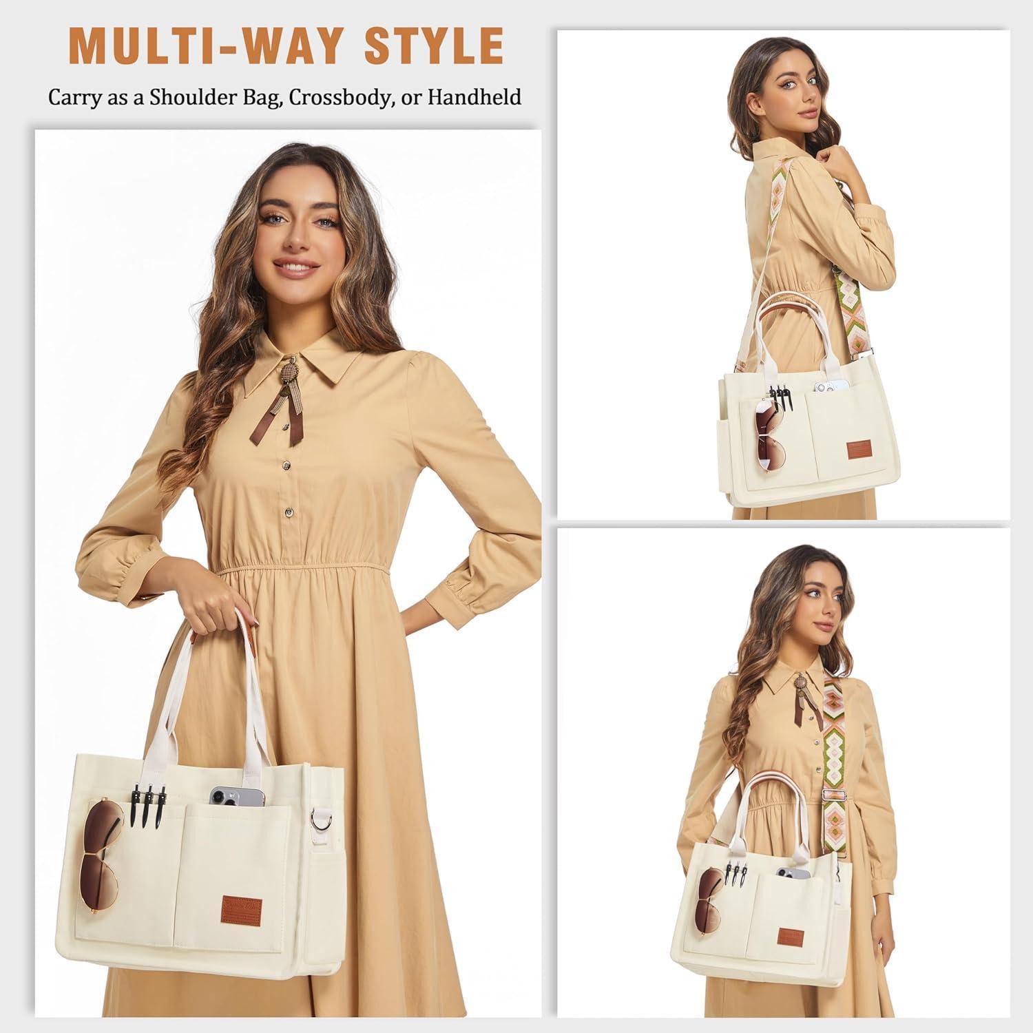 LuxusKollektion Shopper Große Canvas Tote Bag für Damen Arbeitstasche mit F günstig online kaufen