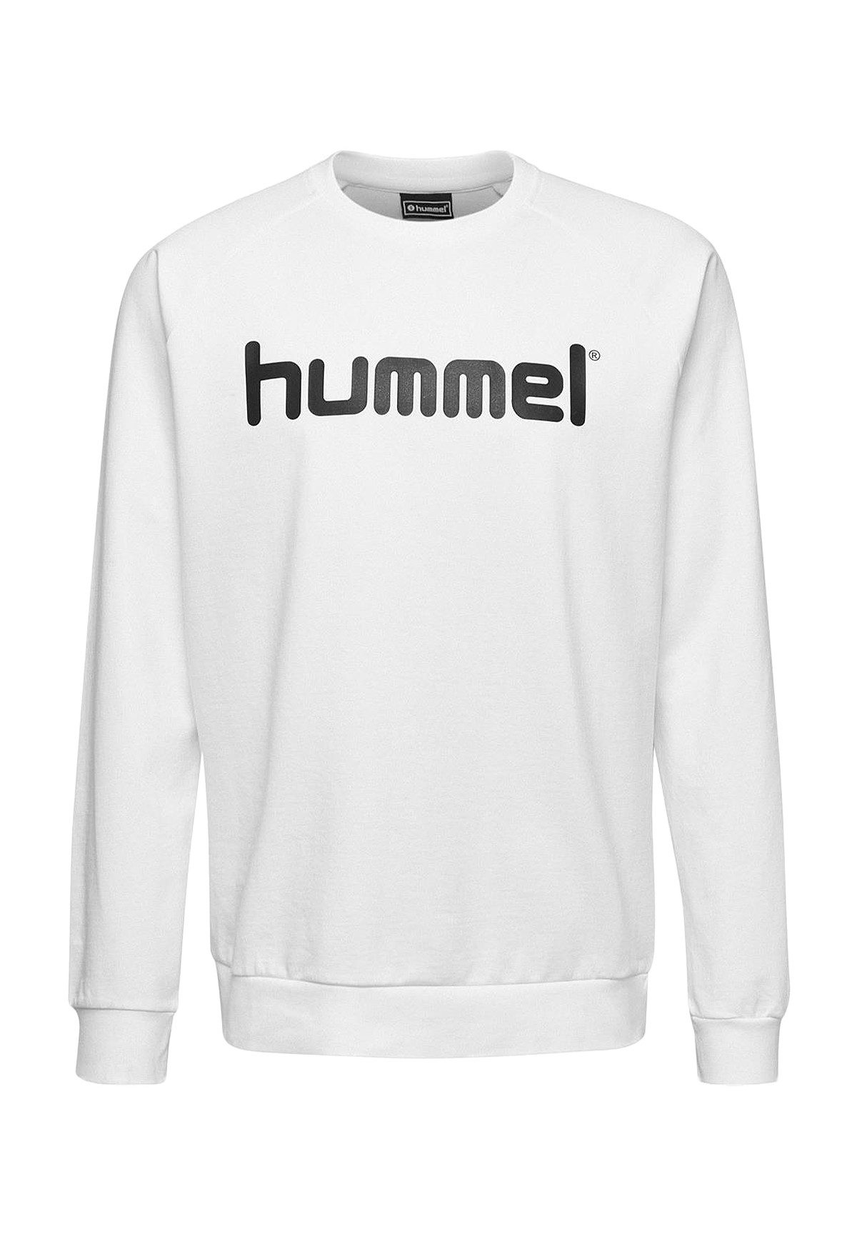 hummel Hoodie Logoprint Sport Sweatshirt Pullover mit Raglanärmel 7250 in Weiß