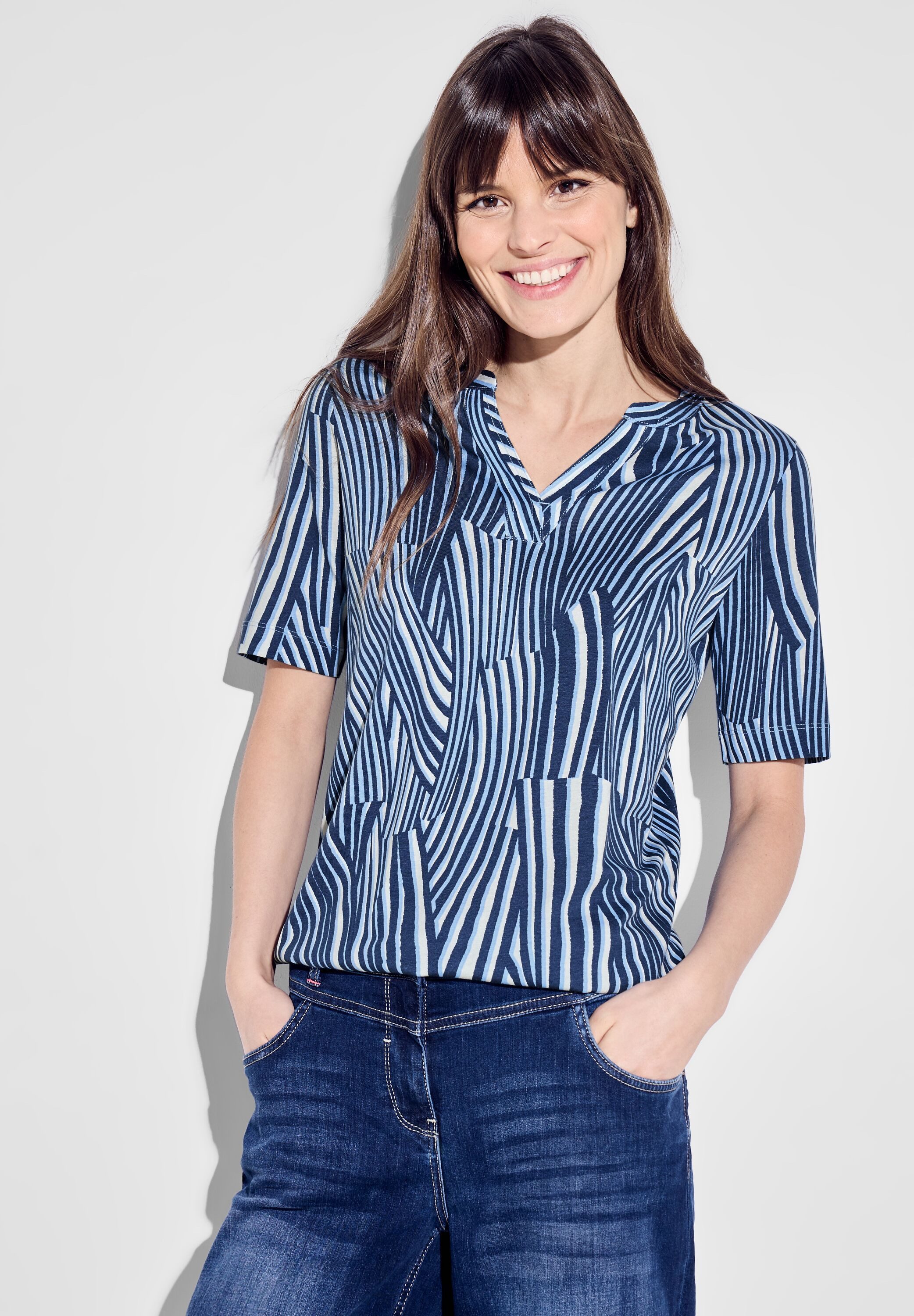 CECIL T-Shirt mit Gummizug im Bund