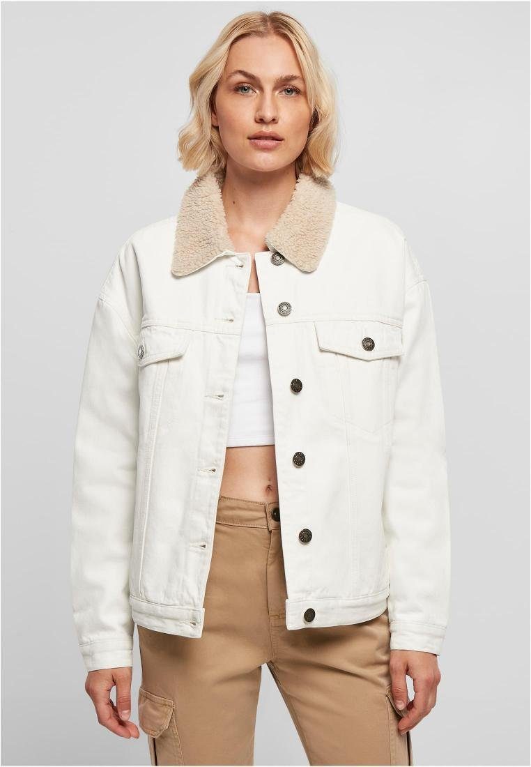 Outdoorjacke Ladies Oversized Sherpa Denim Jacket Damen Jeans-Jacke