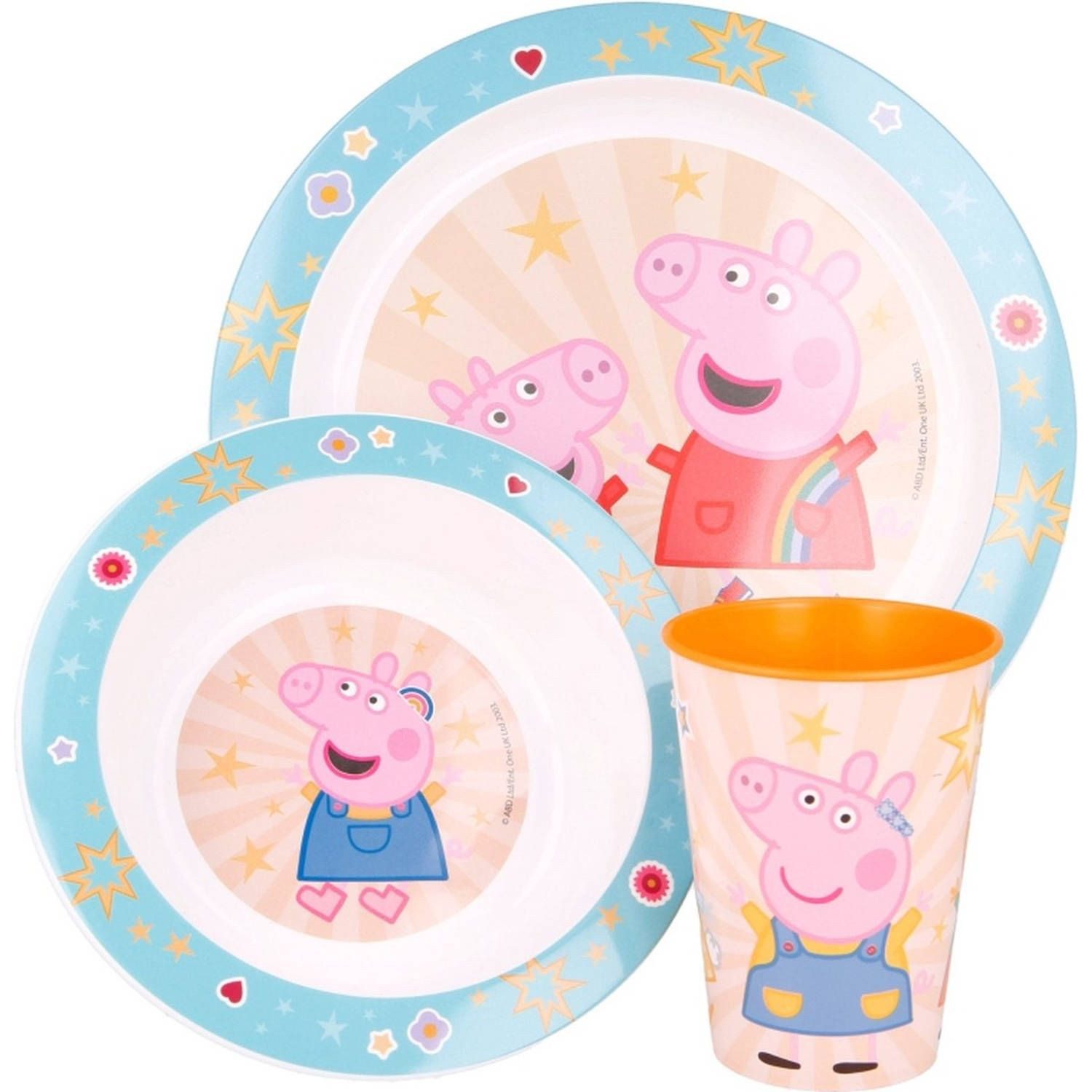 Peppa Pig Frühstücks-Set Frühstücksset 2 Teller und 1 Cup für Kinder mit Peppa Pig-Design