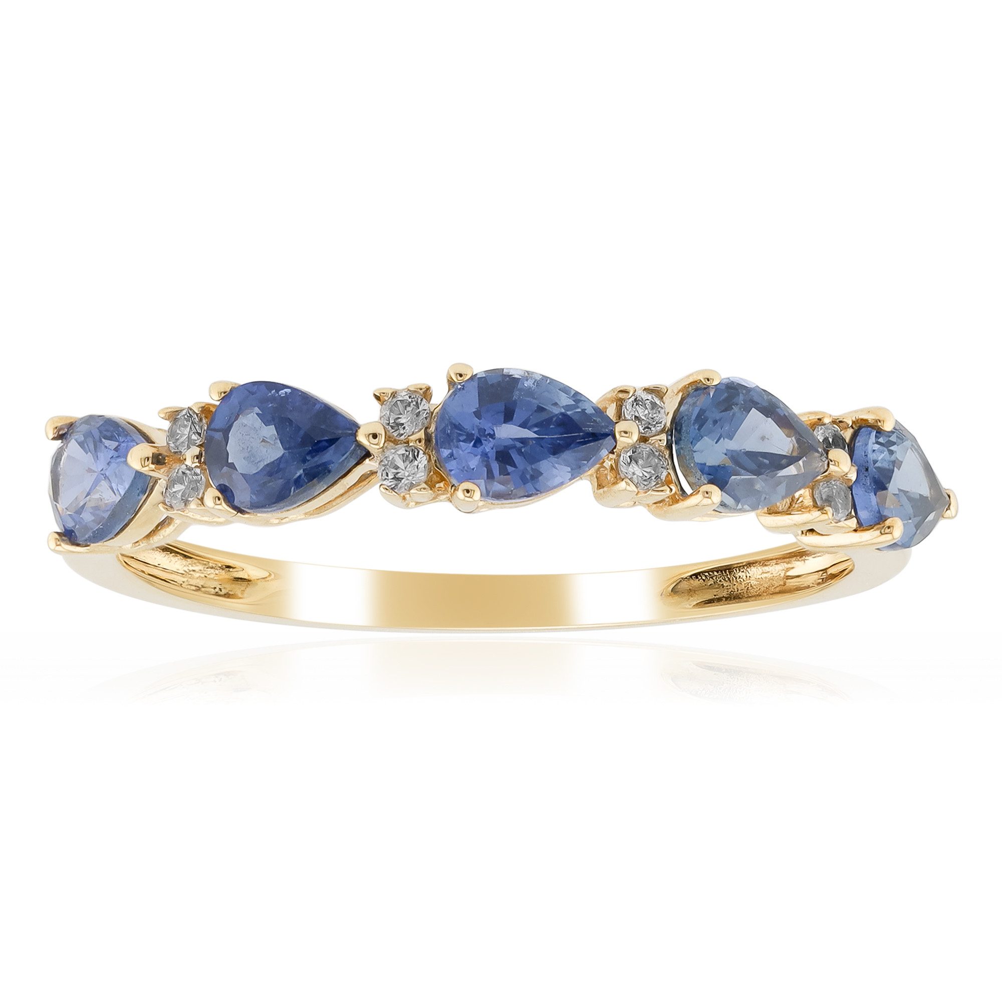 Cavill Goldring Goldring 9 Karat mit 5 blauen Ceylon-Saphiren und Zirkonia (1-tlg)