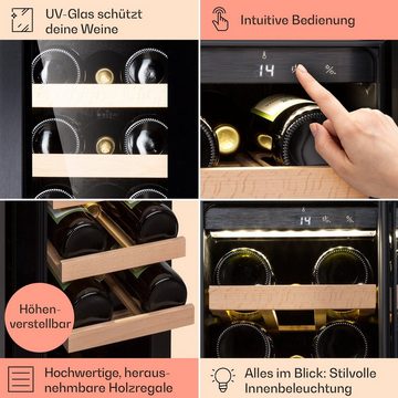 Klarstein Weinkühlschrank Vinovilla 20 Built-In, für 20 Standardflaschen á 0,75l,Wein Flaschenkühlschrank Weintemperierschrank Weinschrank Kühlschrank