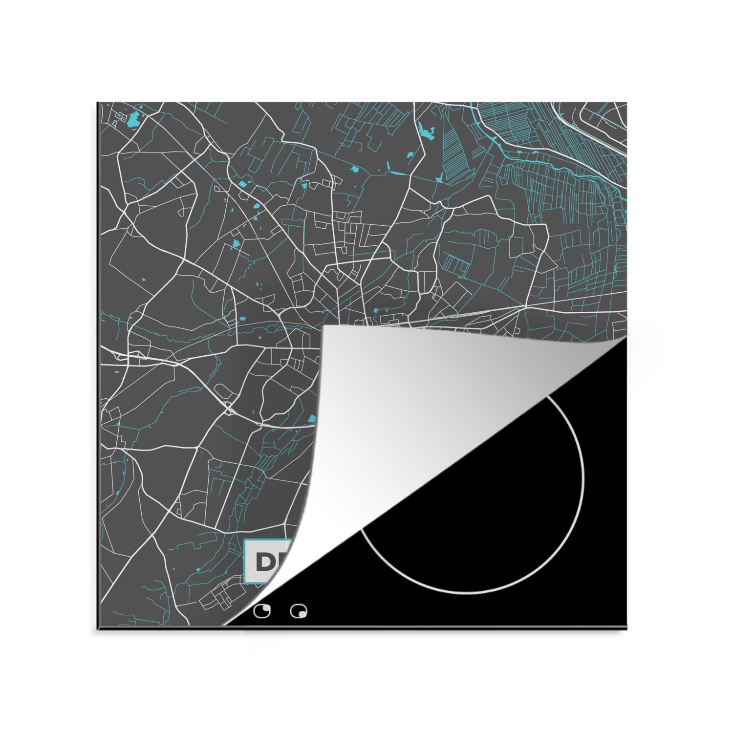 tlg), cm, - Stadtplan Herdblende-/Abdeckplatte MuchoWow Ceranfeldabdeckung, Karte Blau, (1 - für Deutschland Vinyl, küche - Delmenhorst Arbeitsplatte - 78x78