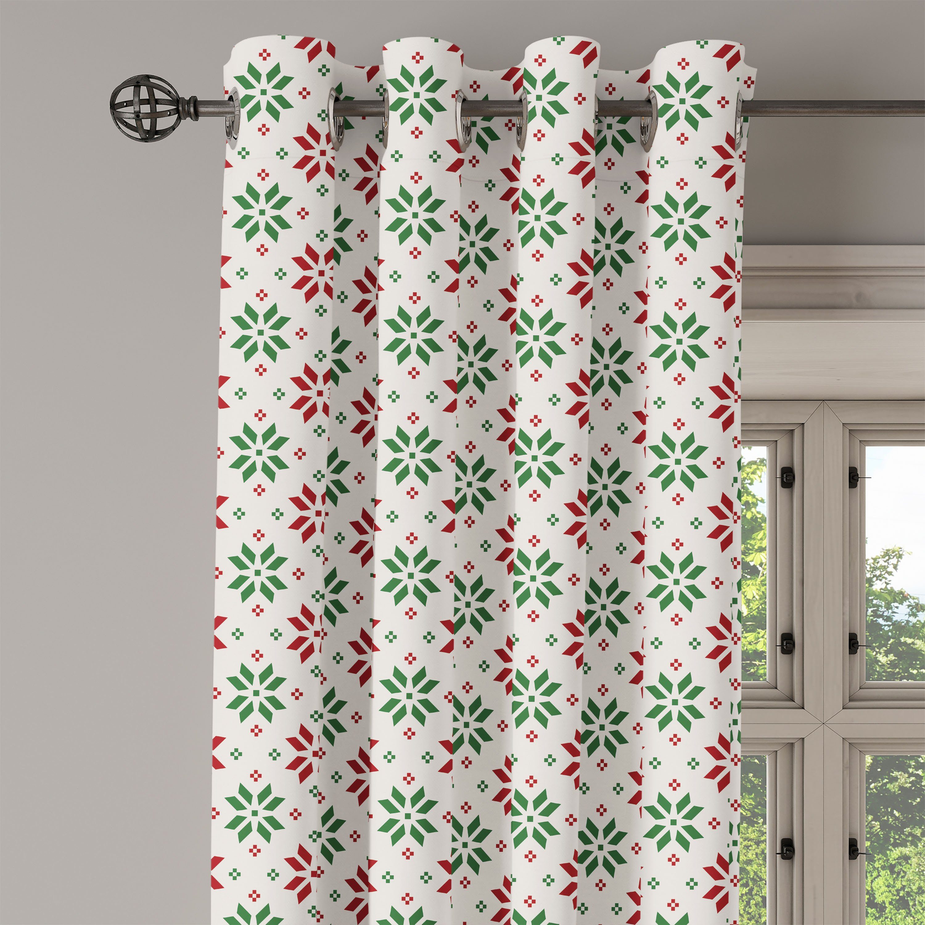 Gardine Dekorative 2-Panel-Fenstervorhänge für Schlafzimmer Norwegian Wohnzimmer, Weihnachten Abakuhaus, Rose