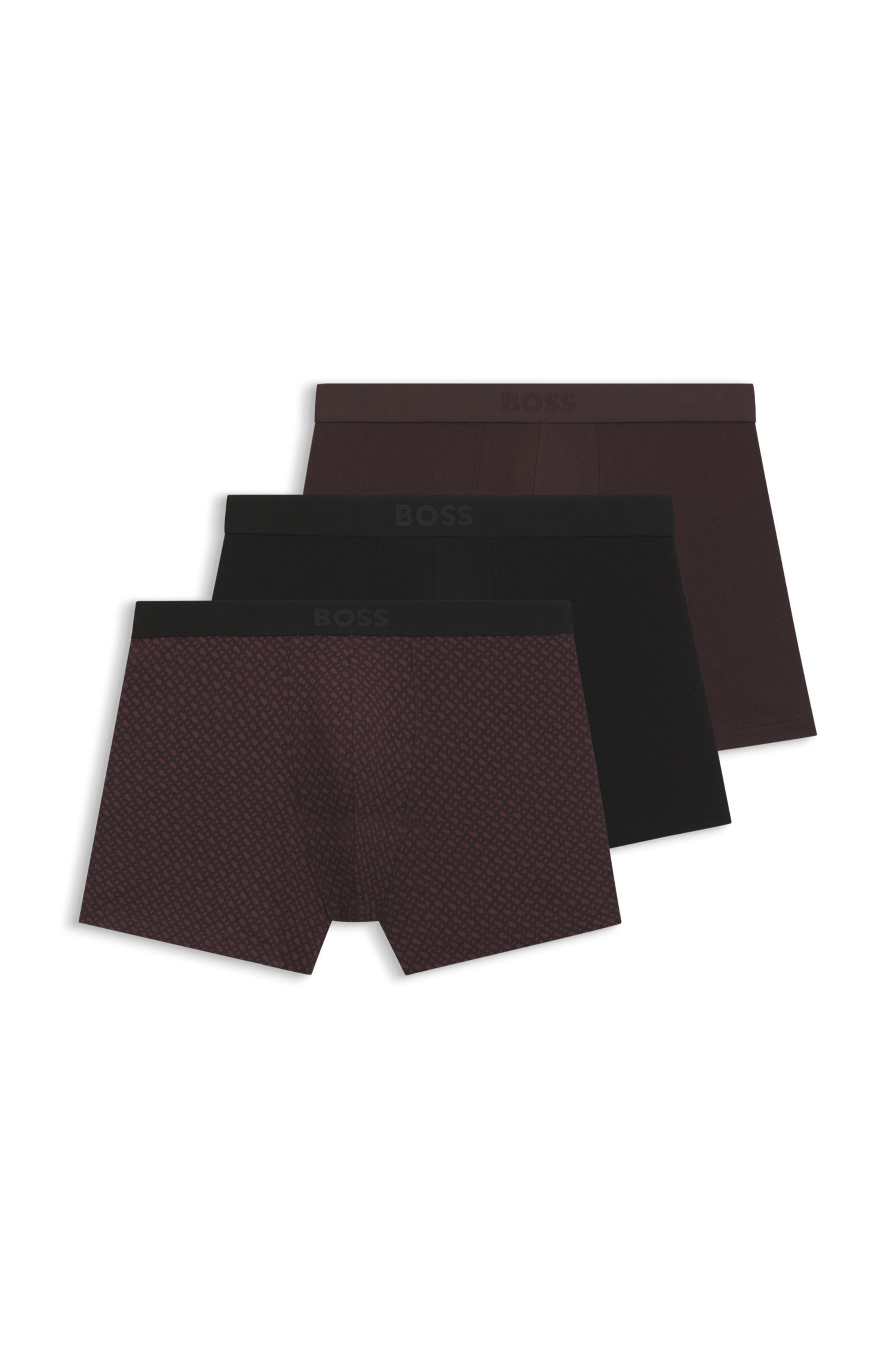 BOSS Boxershorts Boxer Brief 3P BOSS ONE (3-St) elastischer Bund mit Logo, 1x gemustert, 2x uni