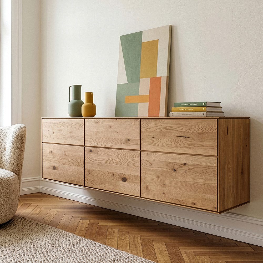 Lomadox Sideboard WYNDHAM-69, Kommode 172cm, stehend/hängend, Wildeiche massiv geölt