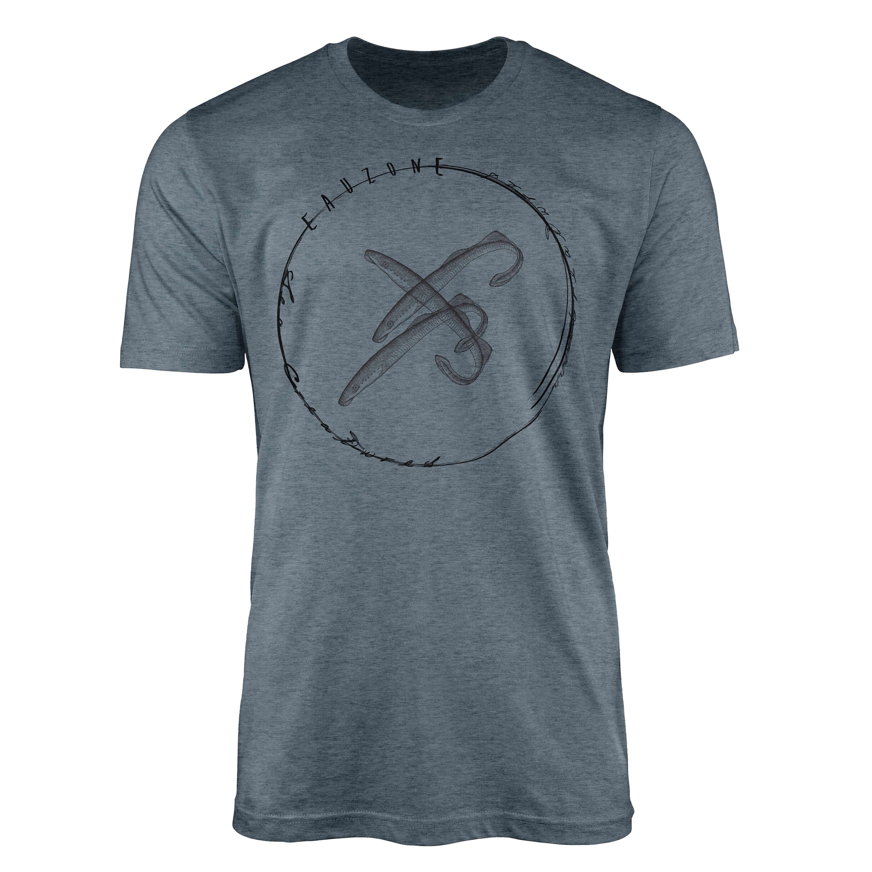 Am meisten bevorzugt Sinus Art T-Shirt T-Shirt Fische feine Tiefsee Sea Sea Serie: Schnitt Creatures, Struktur 083 sportlicher und / Indigo 