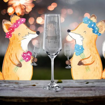 Mr. & Mrs. Panda Sektglas Pinguin Kokosnuss - Transparent - Geschenk, Urlaub, Aloha, Ferien, Sp, Premium Glas, Persönliche Gravur