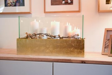 VIVANNO Windlicht Deko-Windlicht Kerzenhalter rechteckig CANDELITO Gold Hochglanz -
